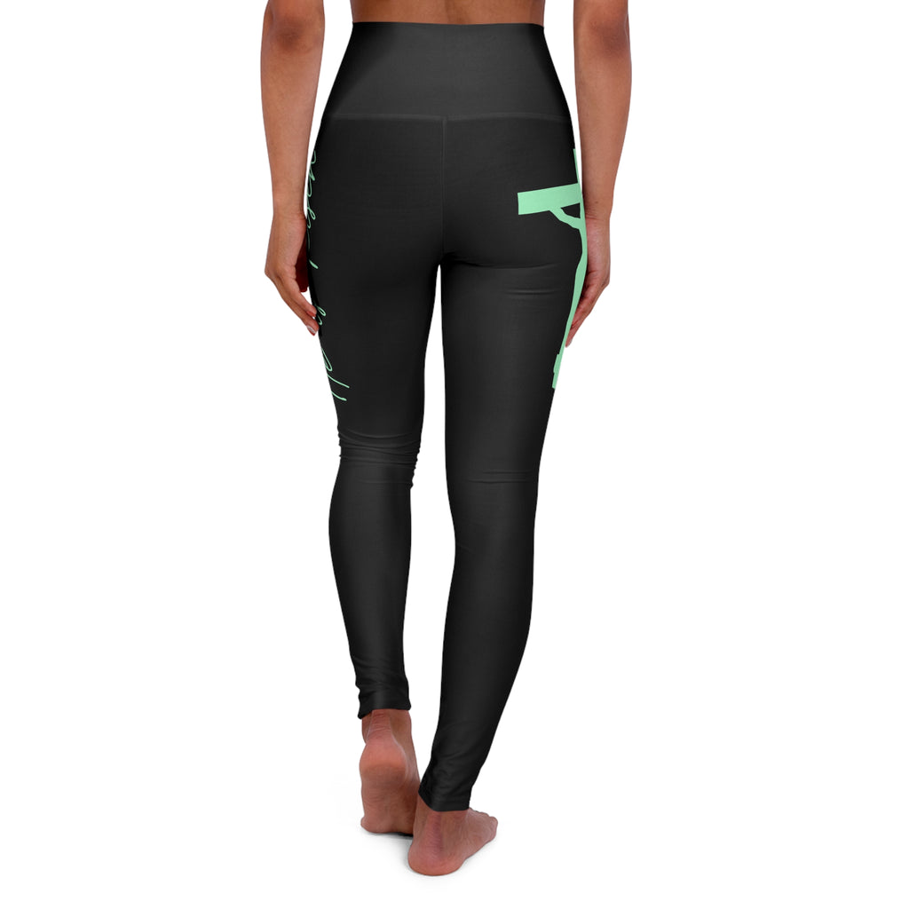 Christian High-Waisted Leggings — 'He Is Risen' Jesus on the Cross