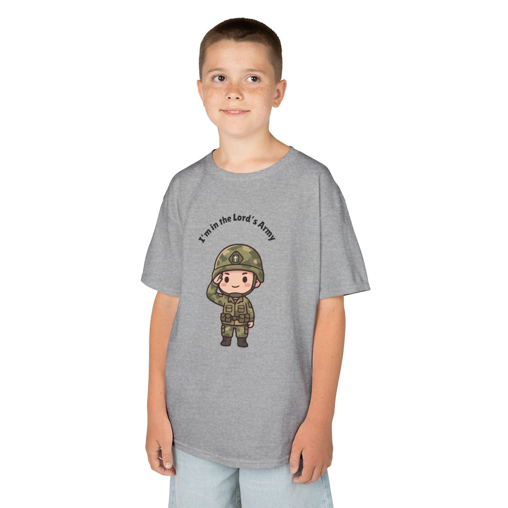 Kids Military Tee — Cute Soldier Illustration with "I'm in the Lord's Army"