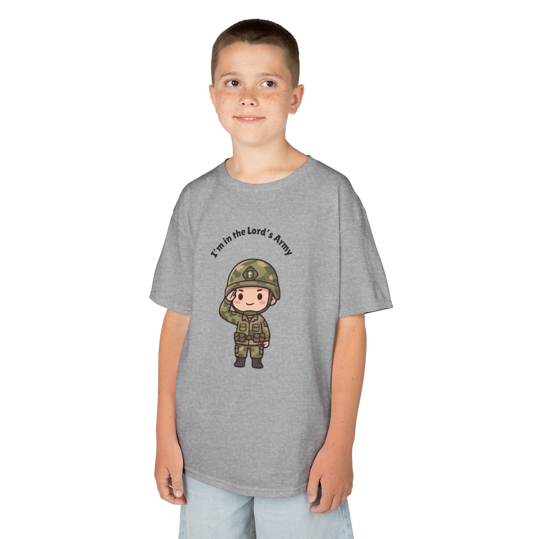 Kids Military Tee — Cute Soldier Illustration with "I'm in the Lord's Army"