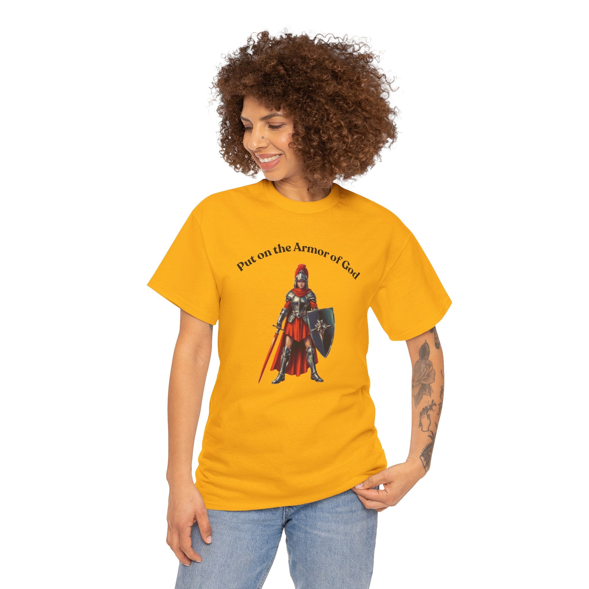 Christian Armor T-Shirt — "Put on the Armor of God" Women's Faith Tee