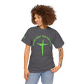 “Thought About Your Soul Lately” Cross Tee — Neon Green Spiritual Graphic T-Shirt