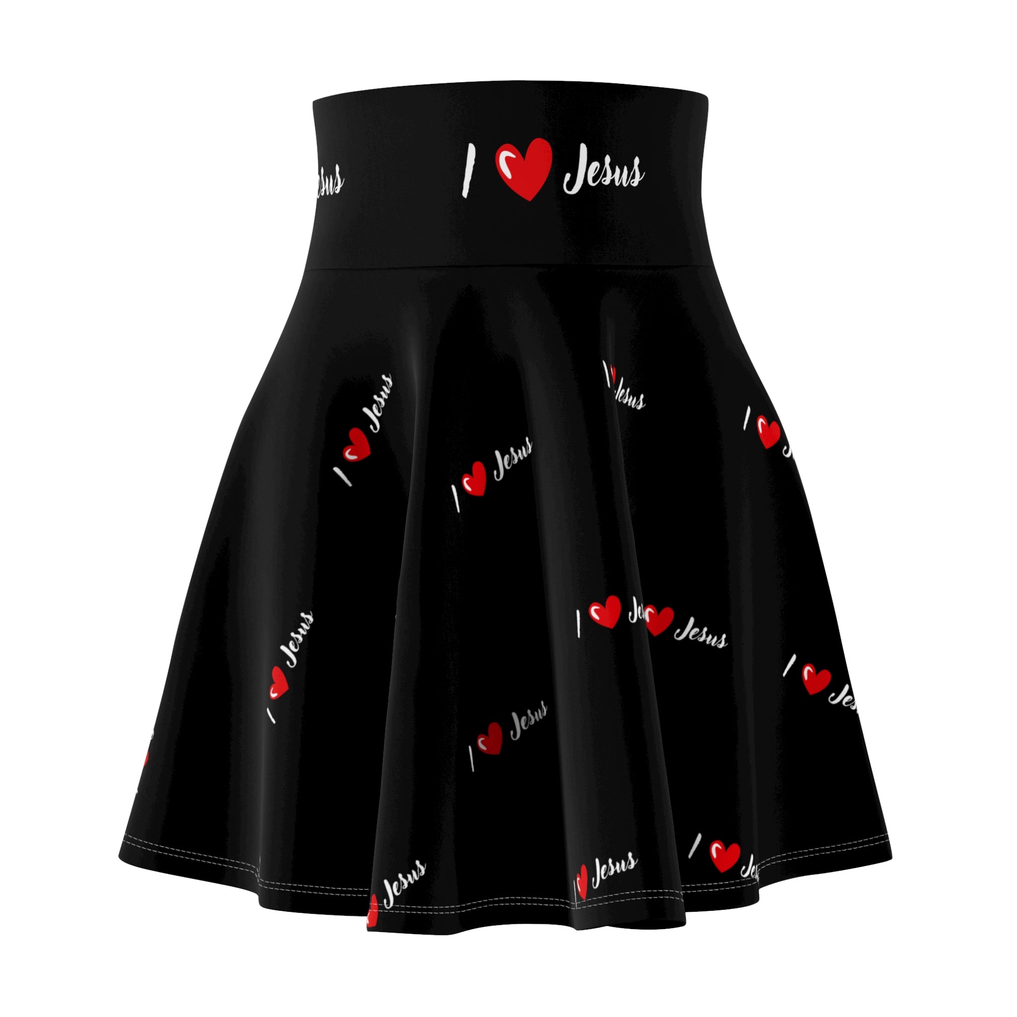 I  Heart Jesus Skirt — Women's Black Christian Faith Flared Skirt