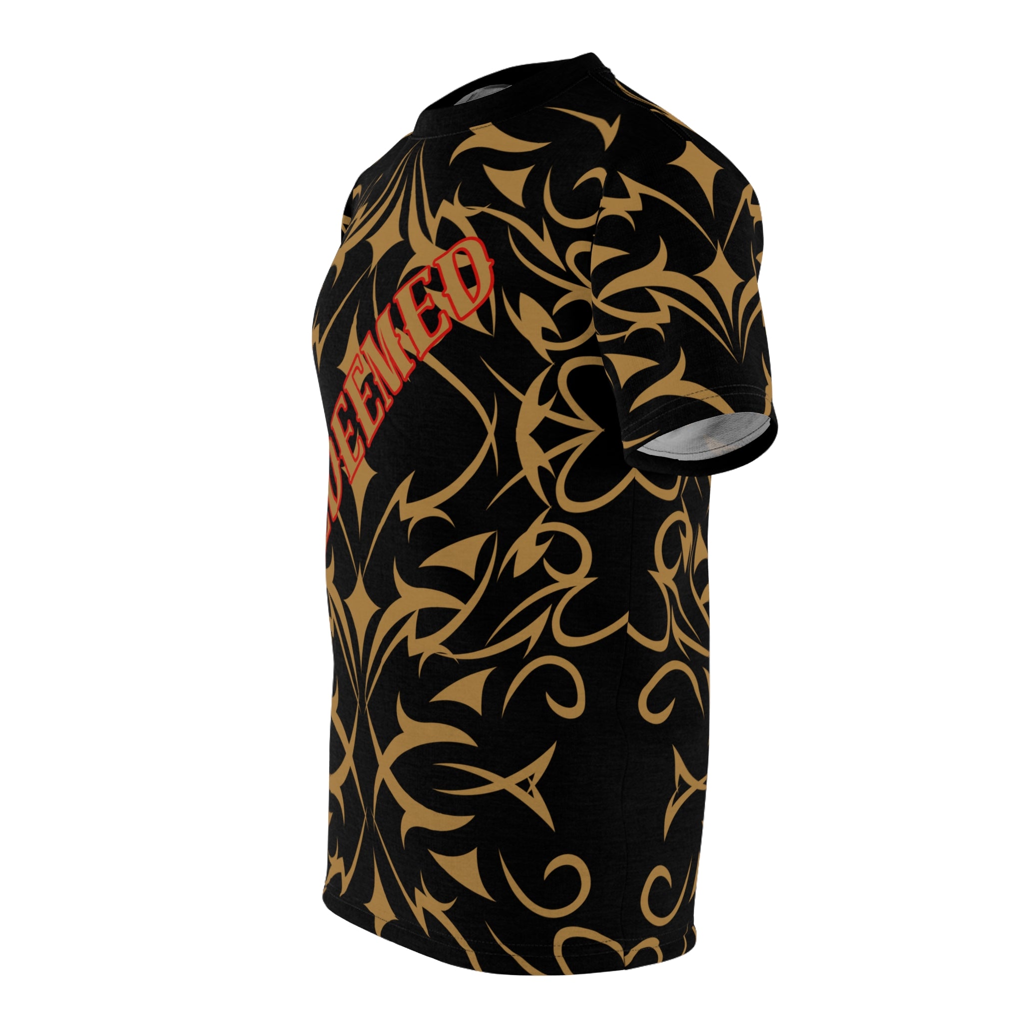 Redeemed Tribal Pattern Tee — All-Over-Print Graphic Shirt