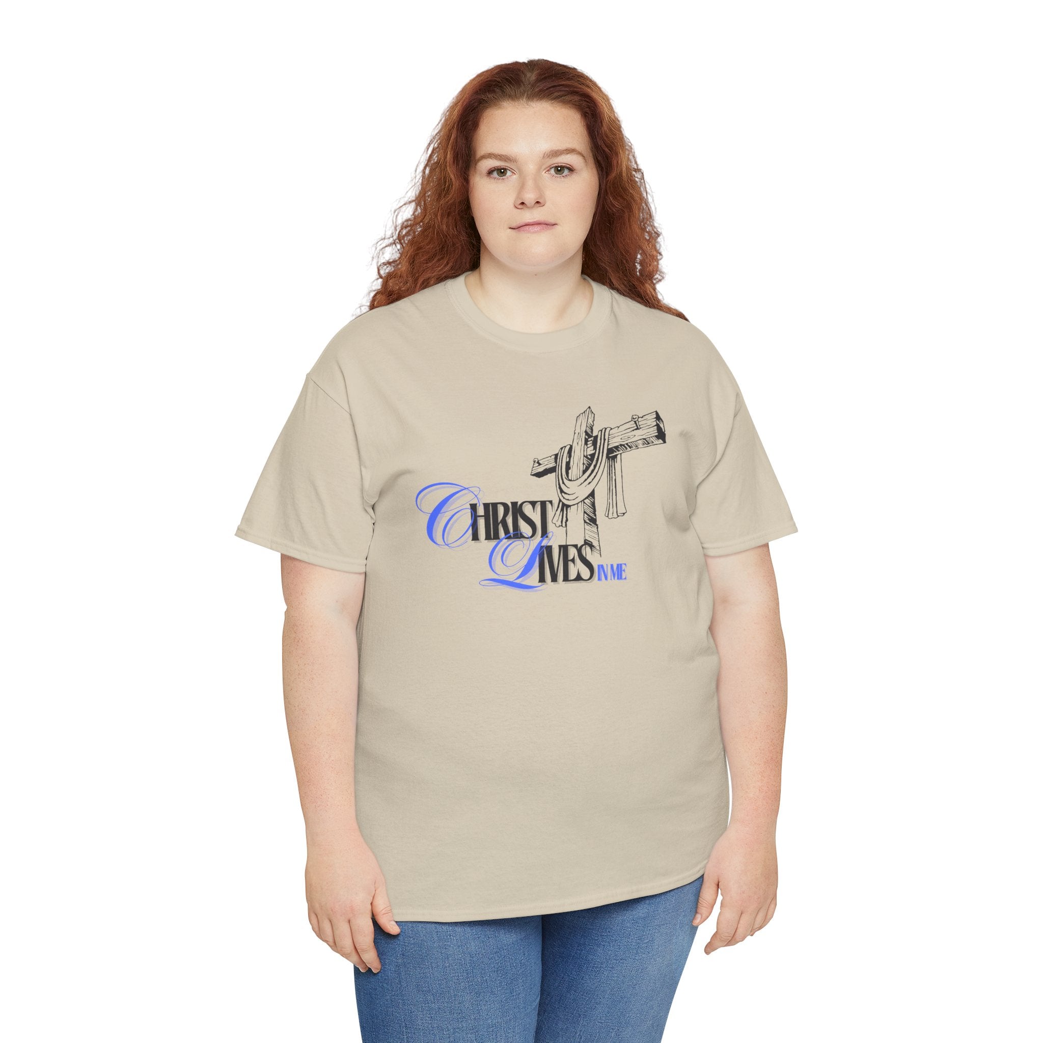 Christian Cross Tee — “Christ Lives in Me” Scripture Shirt (Galatians 2:20)
