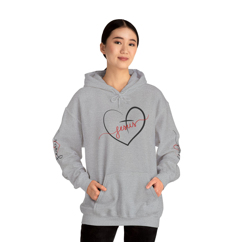 Heart Script "Jesus" Hoodie — Faith Graphic Sweatshirt