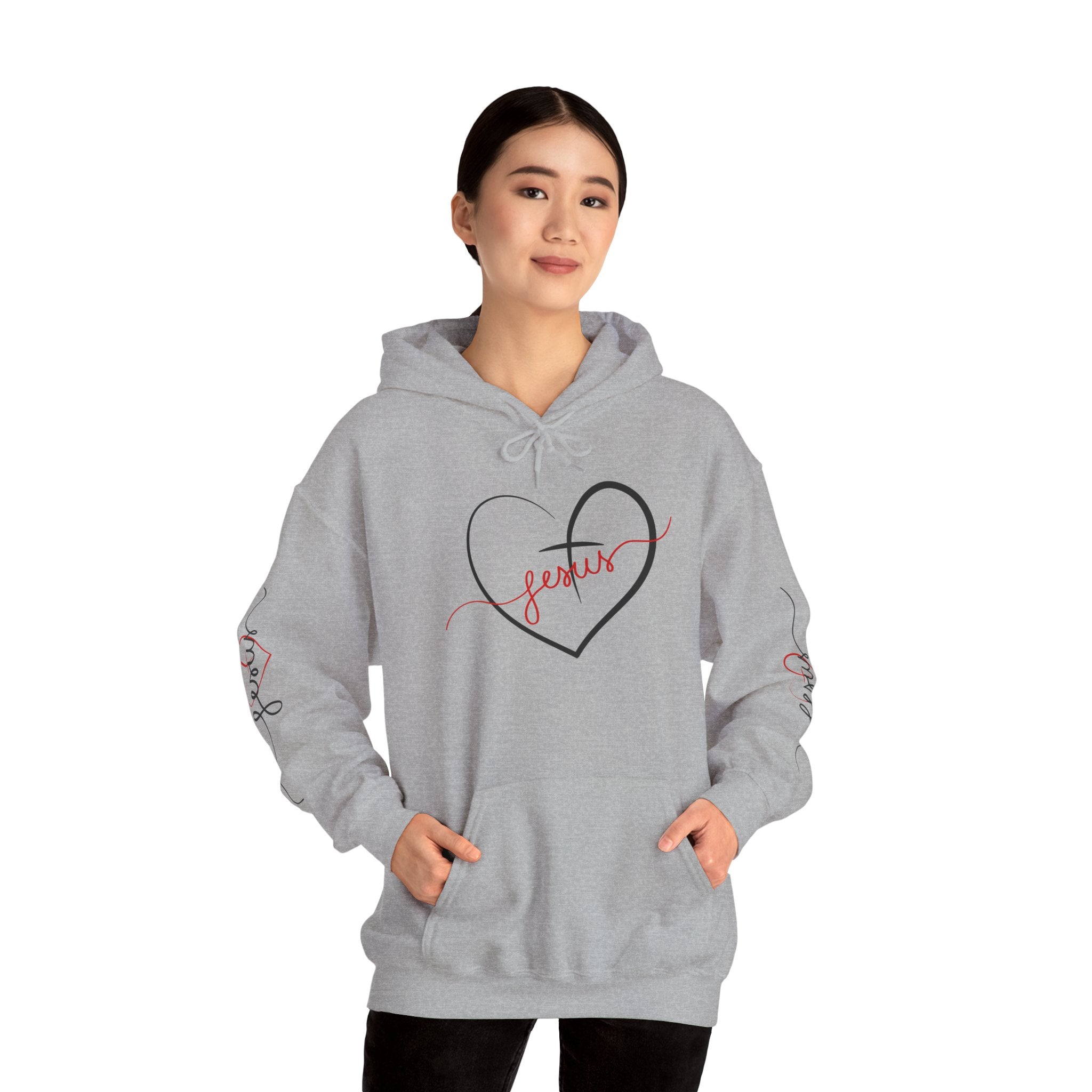 Heart Script "Jesus" Hoodie — Faith Graphic Sweatshirt
