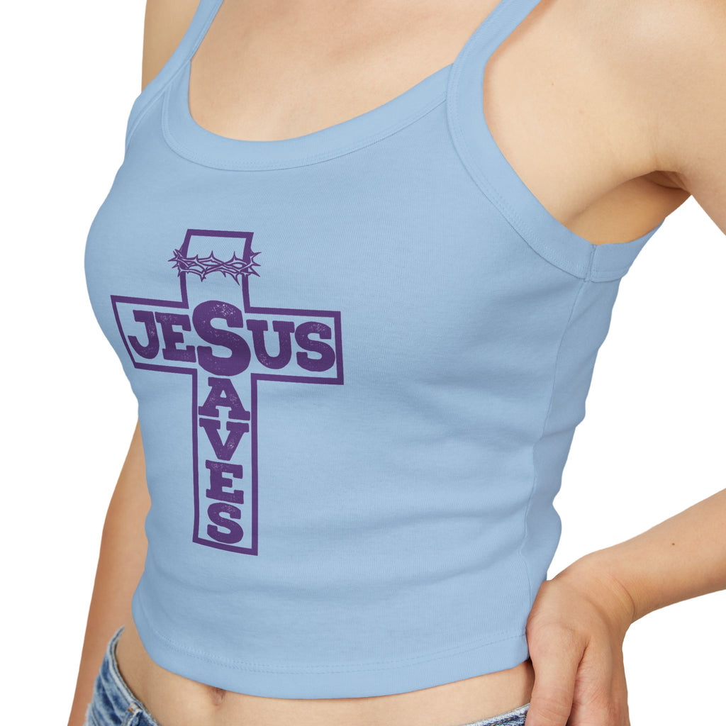 Jesus Saves Women's Spaghetti Strap Tank Top — Christian Faith Graphic Tank