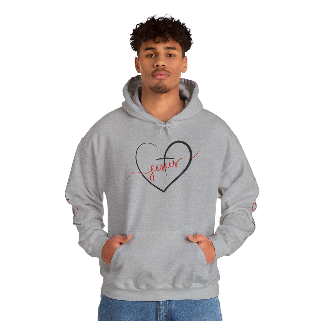 Heart Script "Jesus" Hoodie — Faith Graphic Sweatshirt
