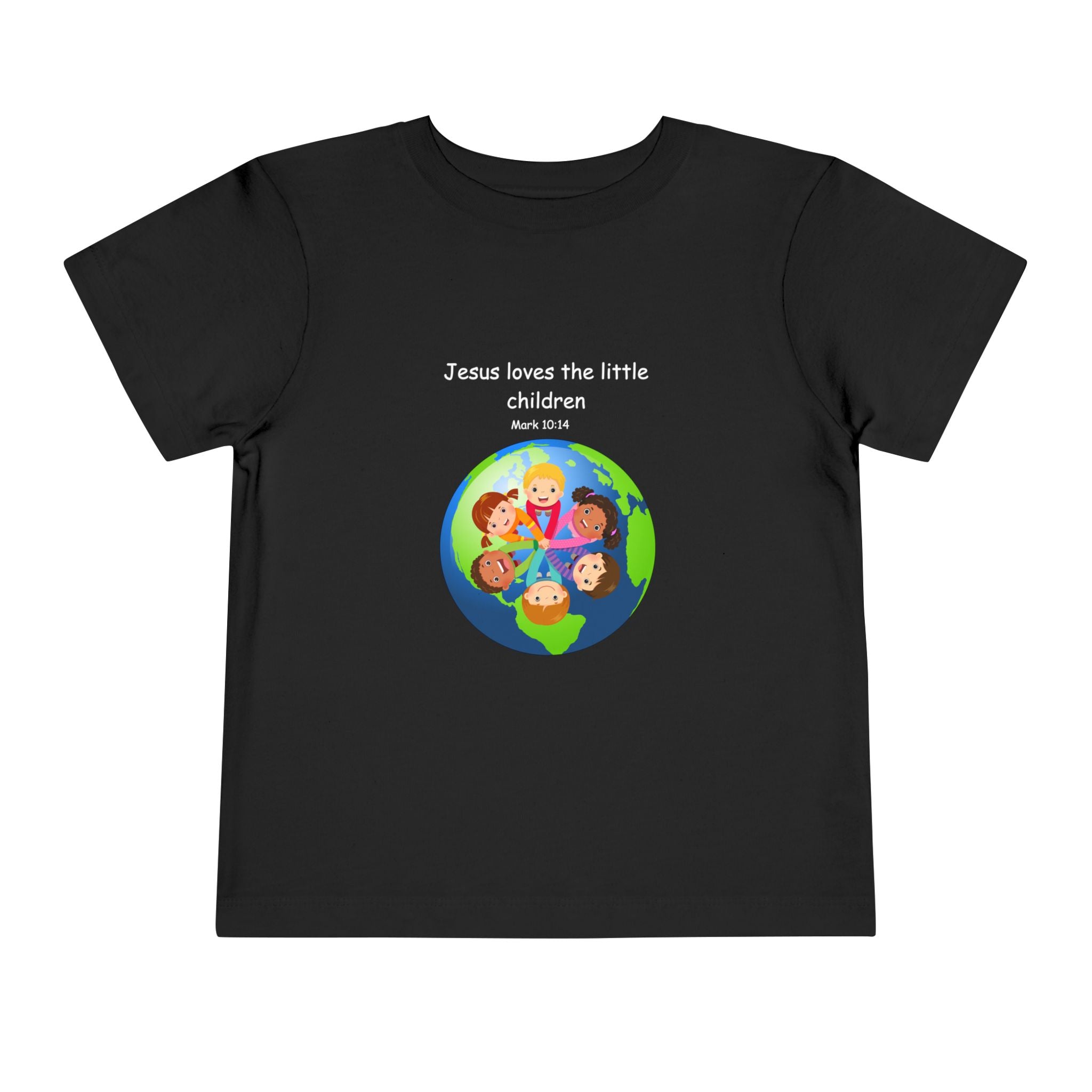 Kids' Christian Tee - "Jesus Loves the Little Children" Rainbow World Shirt
