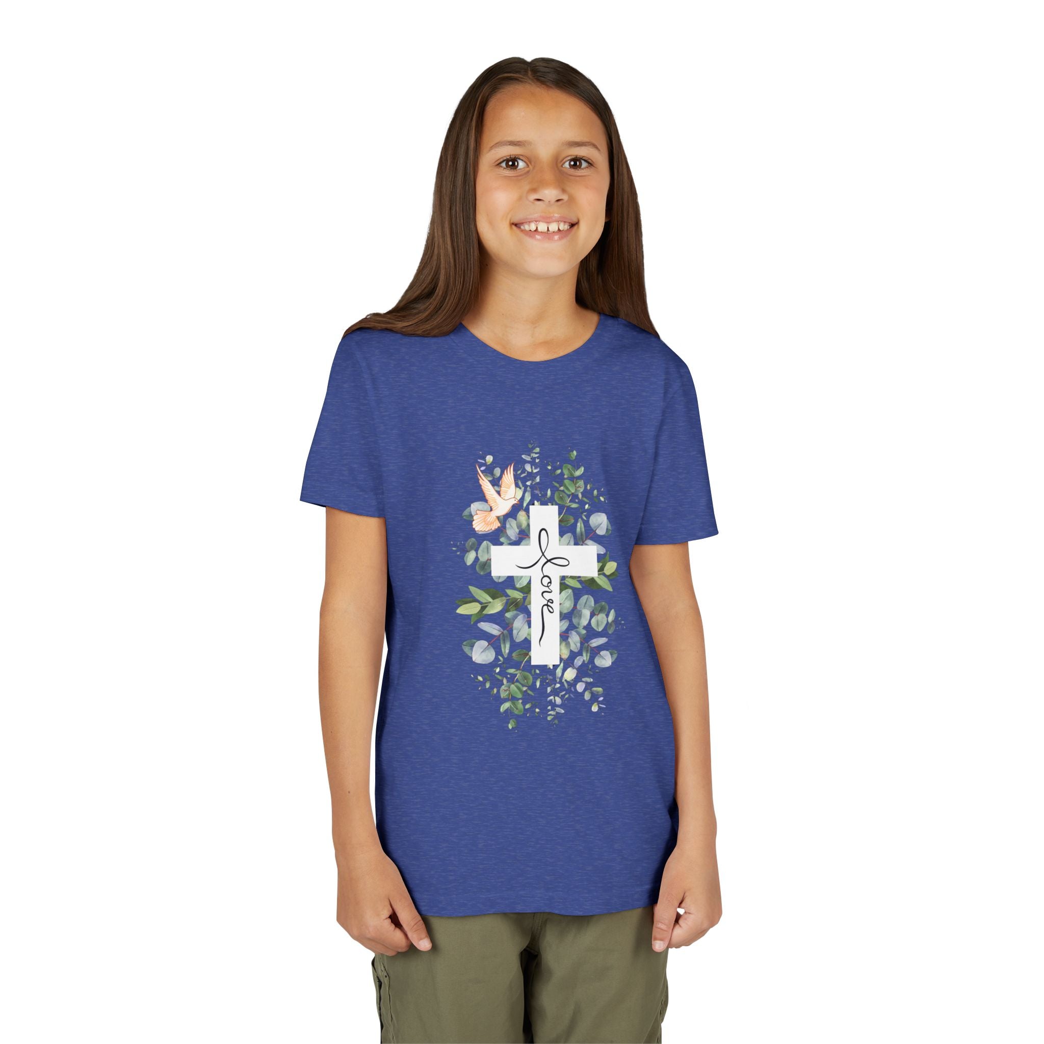 Youth Tee - Floral Cross "Jesus Will Always Love You" Christian Shirt