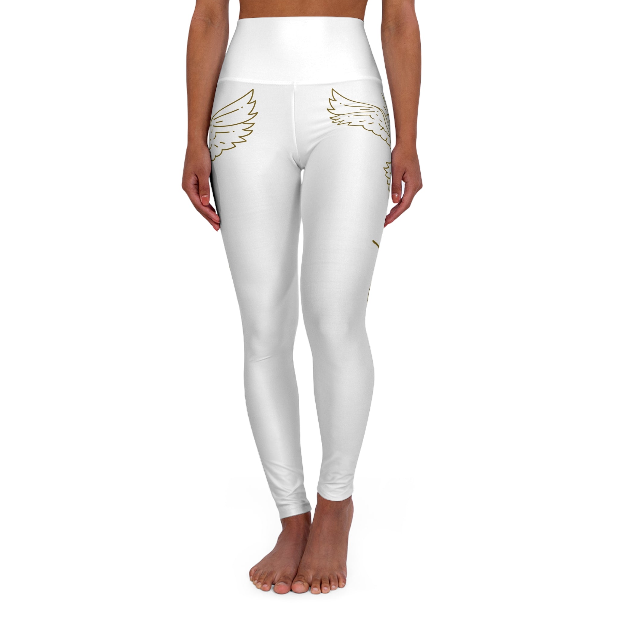 Christian High-Waist Leggings — Holy Spirit Dove & Cross All-Over Print