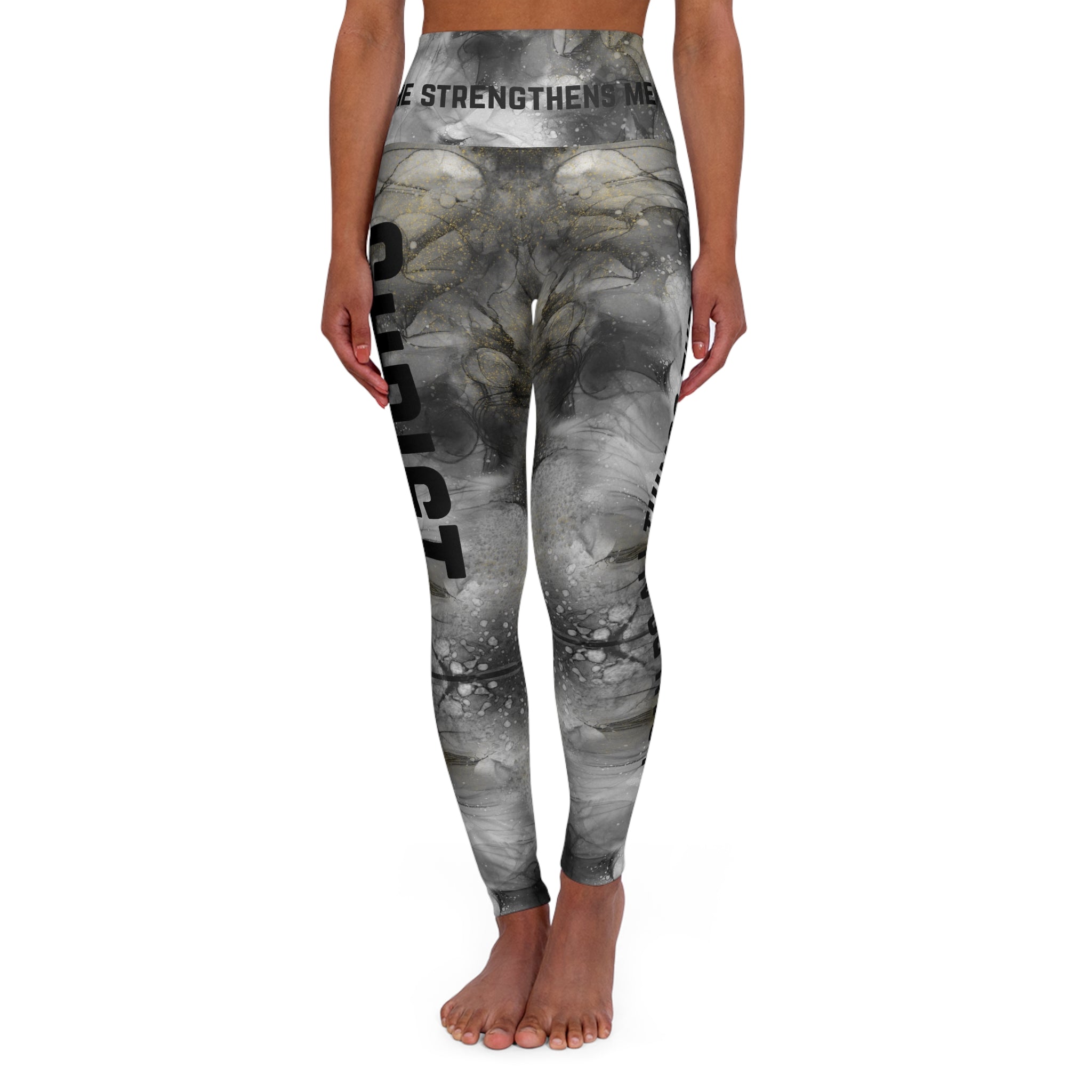 High-Waist Christian Leggings — Inspirational "I Can Do All Things Through Christ Philippians 4:13" All-Over Print