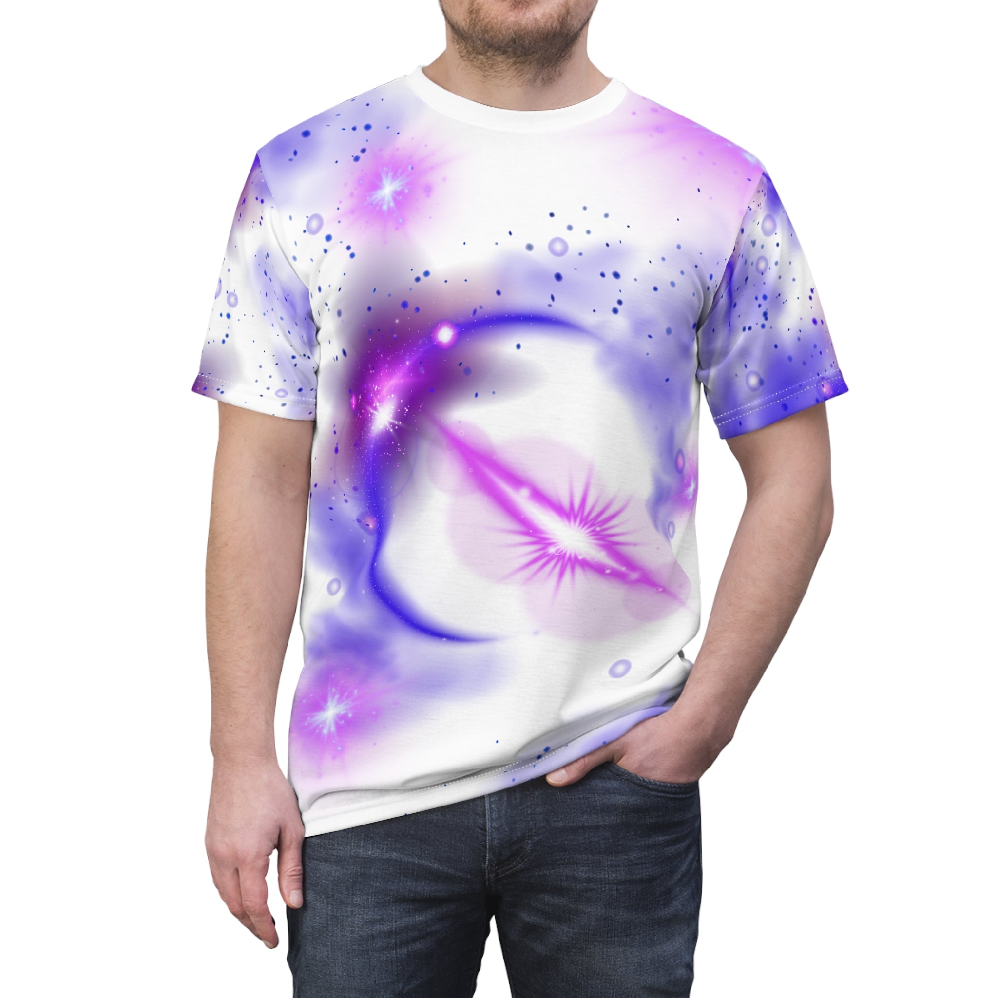 Galaxy Christian Tee — Cosmic Nebula All-Over Print Shirt "Lord God" "It Is You Who Have Created The Heavens and Earth..."