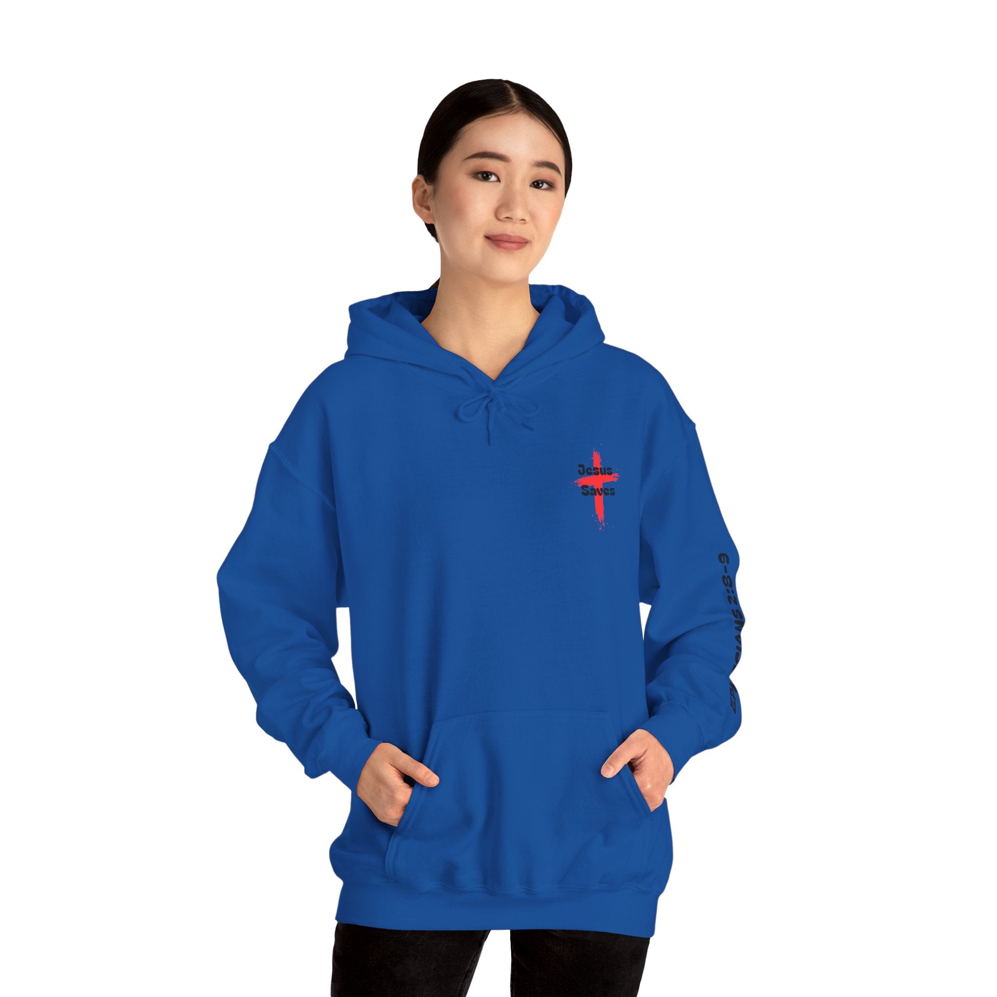 Saved By Grace Hoodie — Christian Cross Faith Pullover