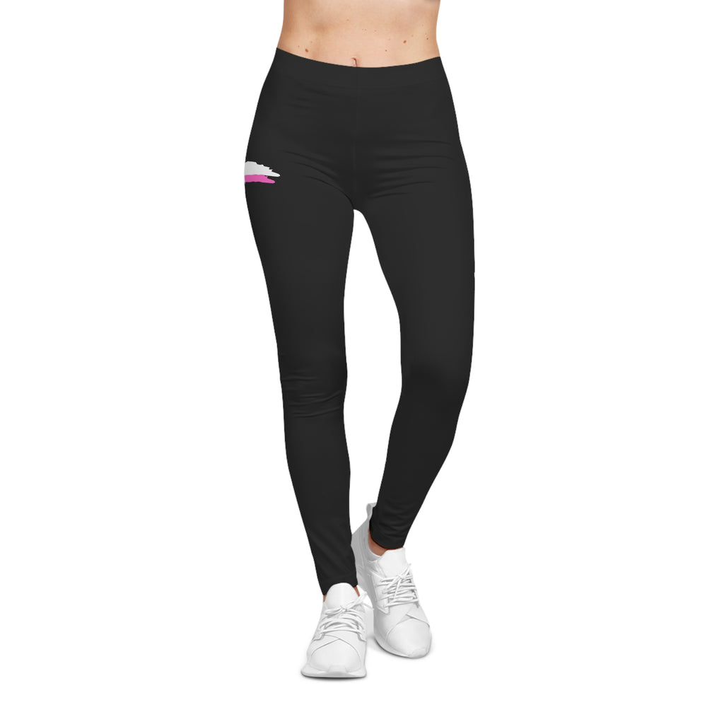 Black Jesus Saves Pink and White Women’s Leggings — Pink Brushstroke