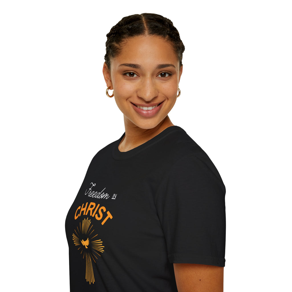 Freedom in Christ T-Shirt — Christian Faith Cross & Dove Tee