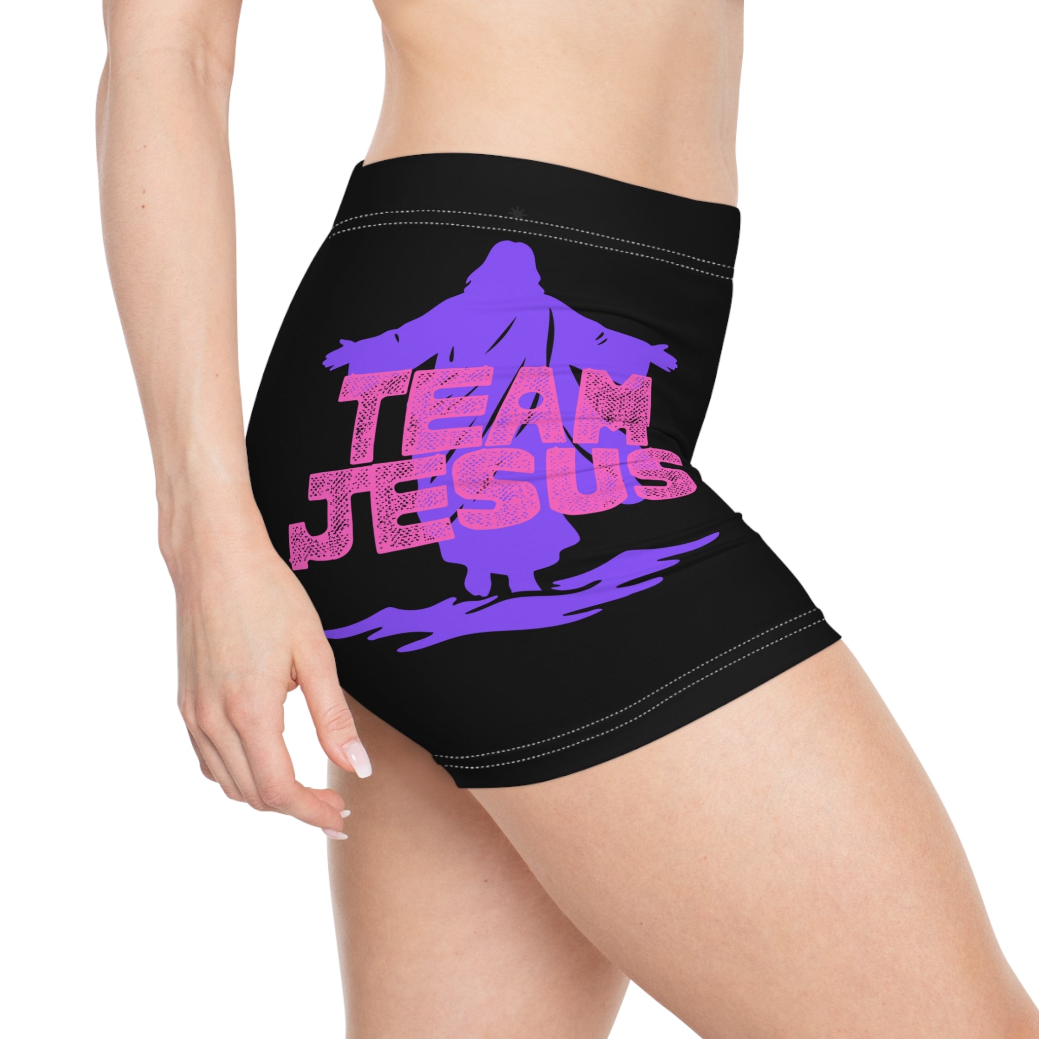 Women's Christian 'Team Jesus' AOP Active Shorts — Faith Graphic Shorts