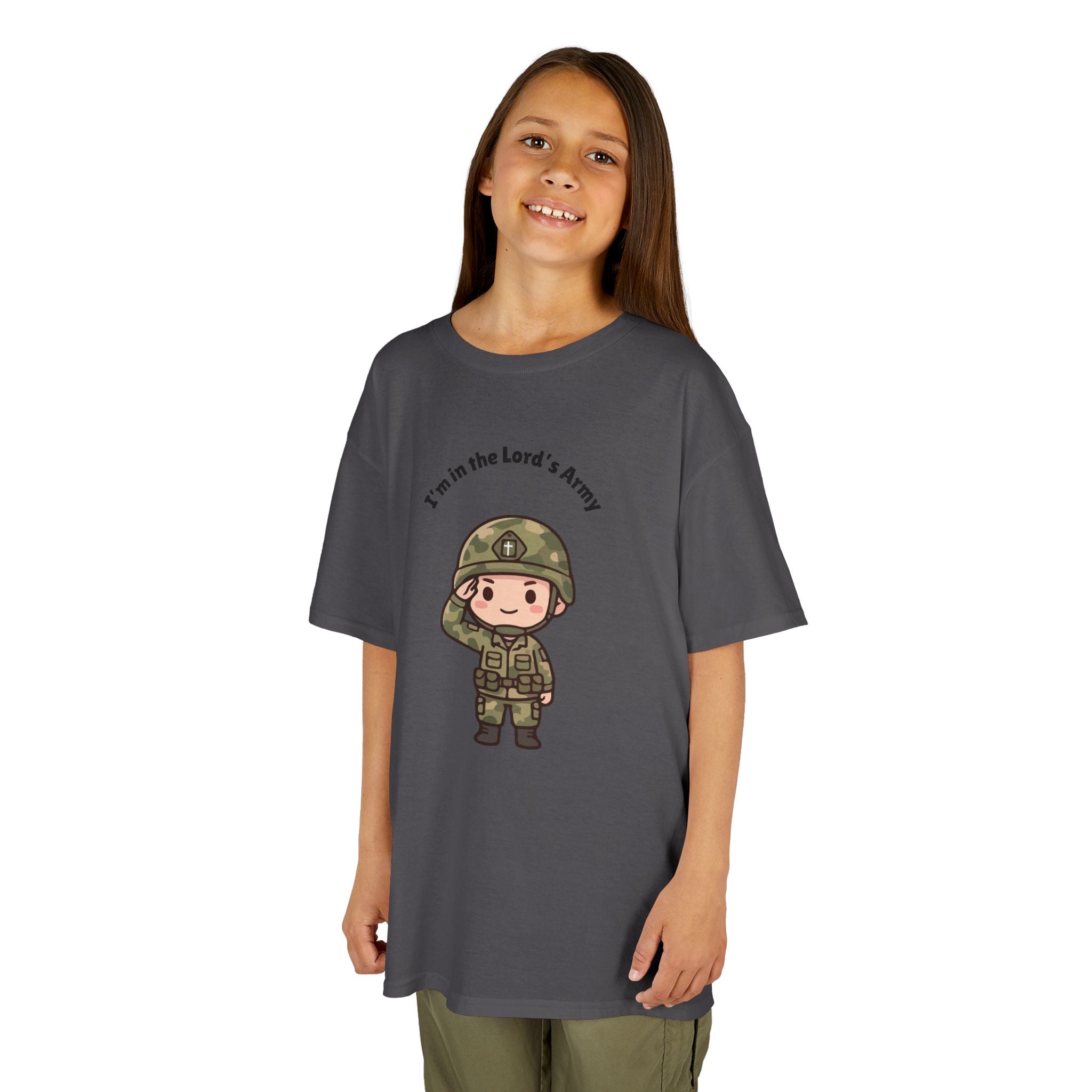 Kids Military Tee — Cute Soldier Illustration with "I'm in the Lord's Army"