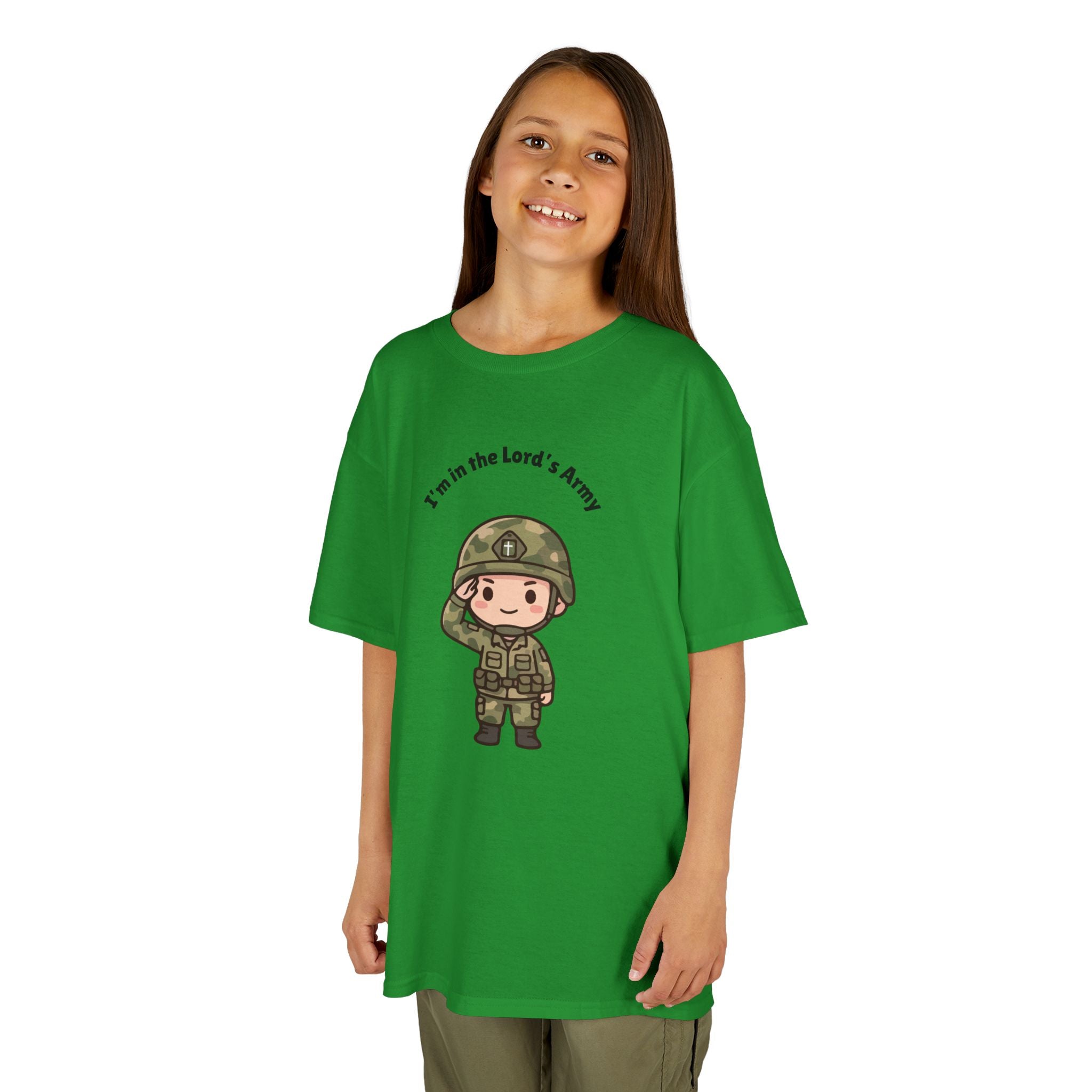 Kids Military Tee — Cute Soldier Illustration with "I'm in the Lord's Army"