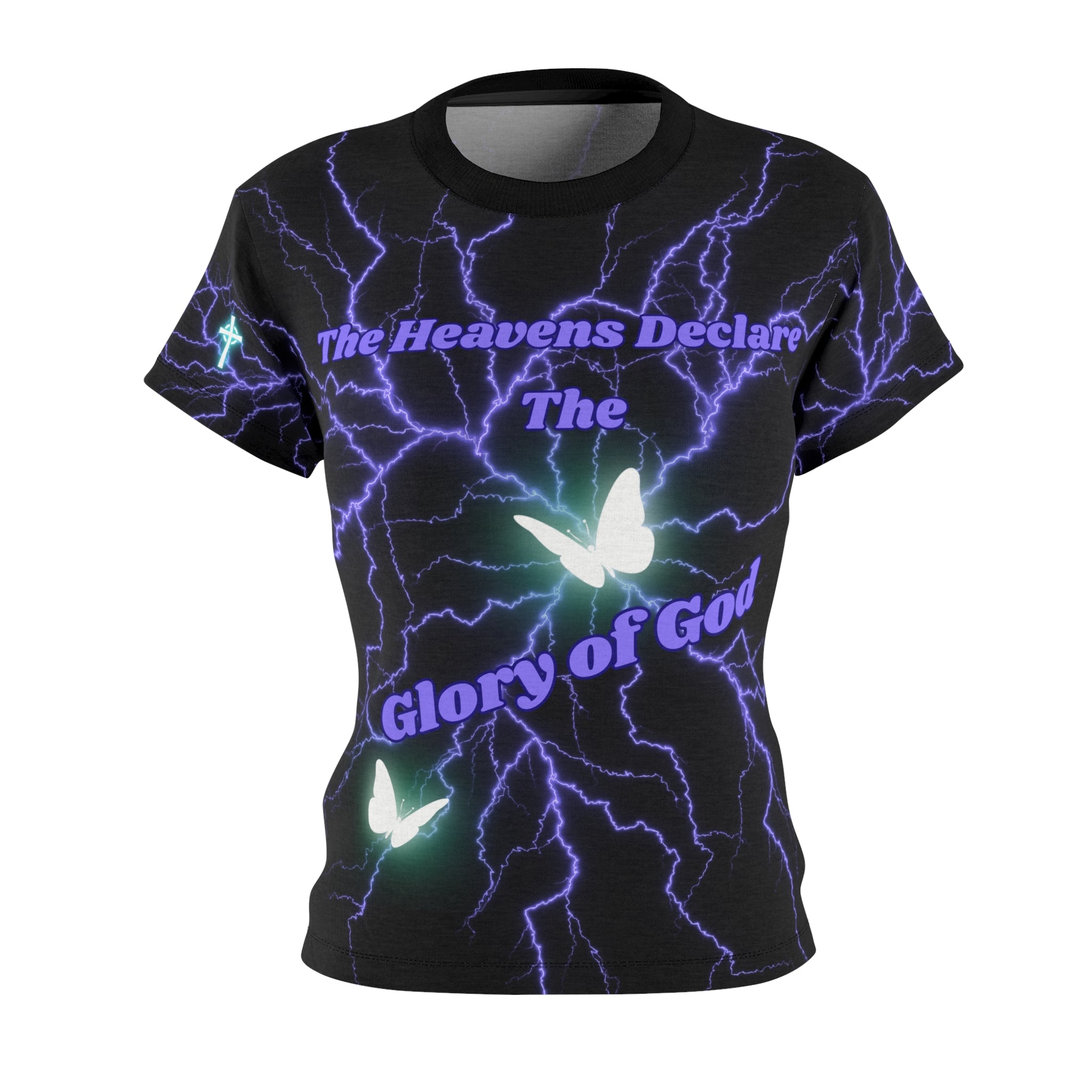 Women’s Lightning Butterfly Tee — "The Heavens Declare The Glory of God" All-Over Print