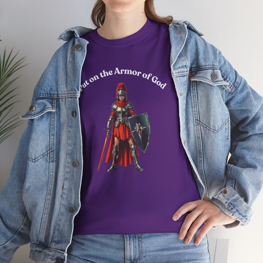 Christian Armor T-Shirt — "Put on the Armor of God" Women's Faith Tee