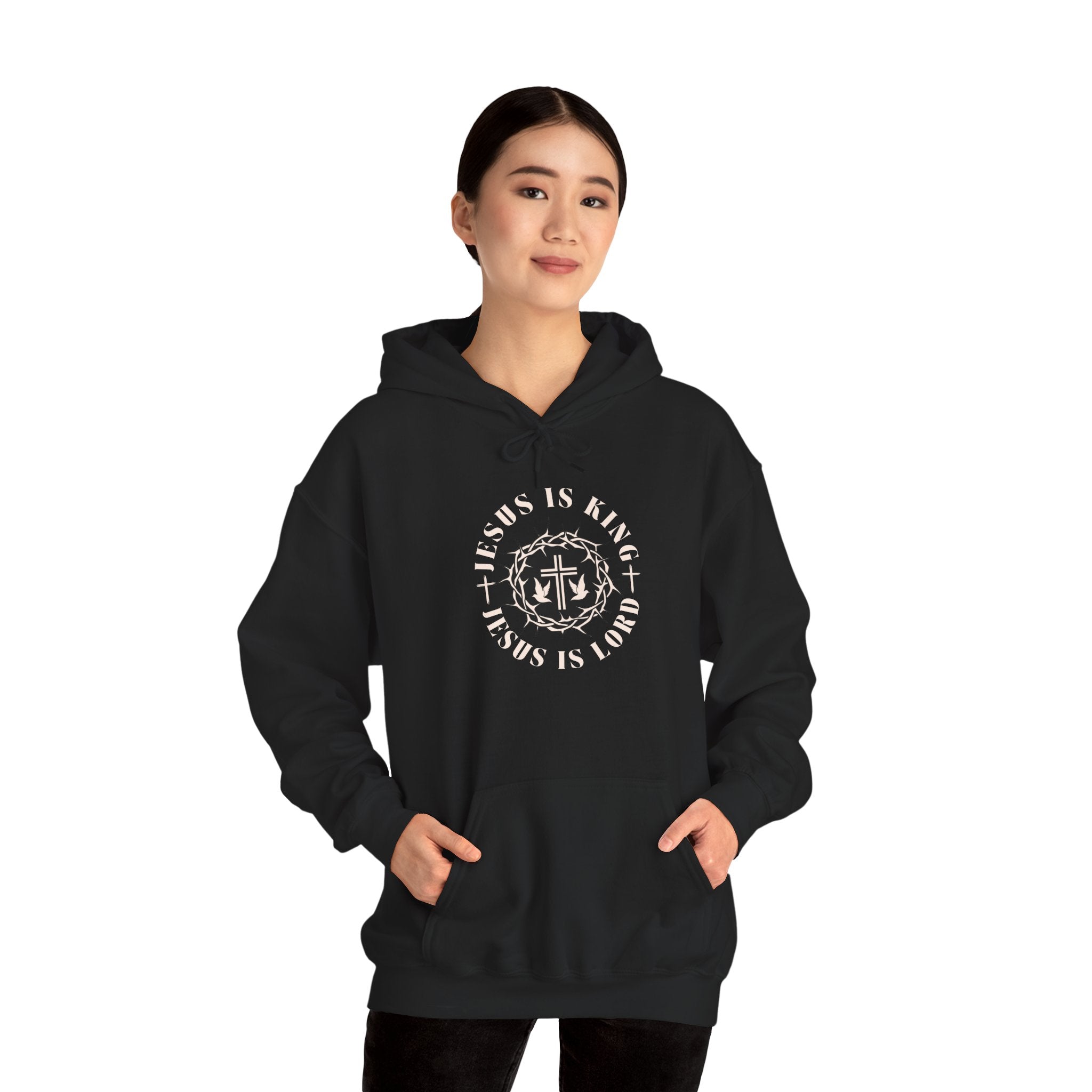 Christian Hoodie - "Jesus Is King, Jesus Is Lord" Cross Pullover