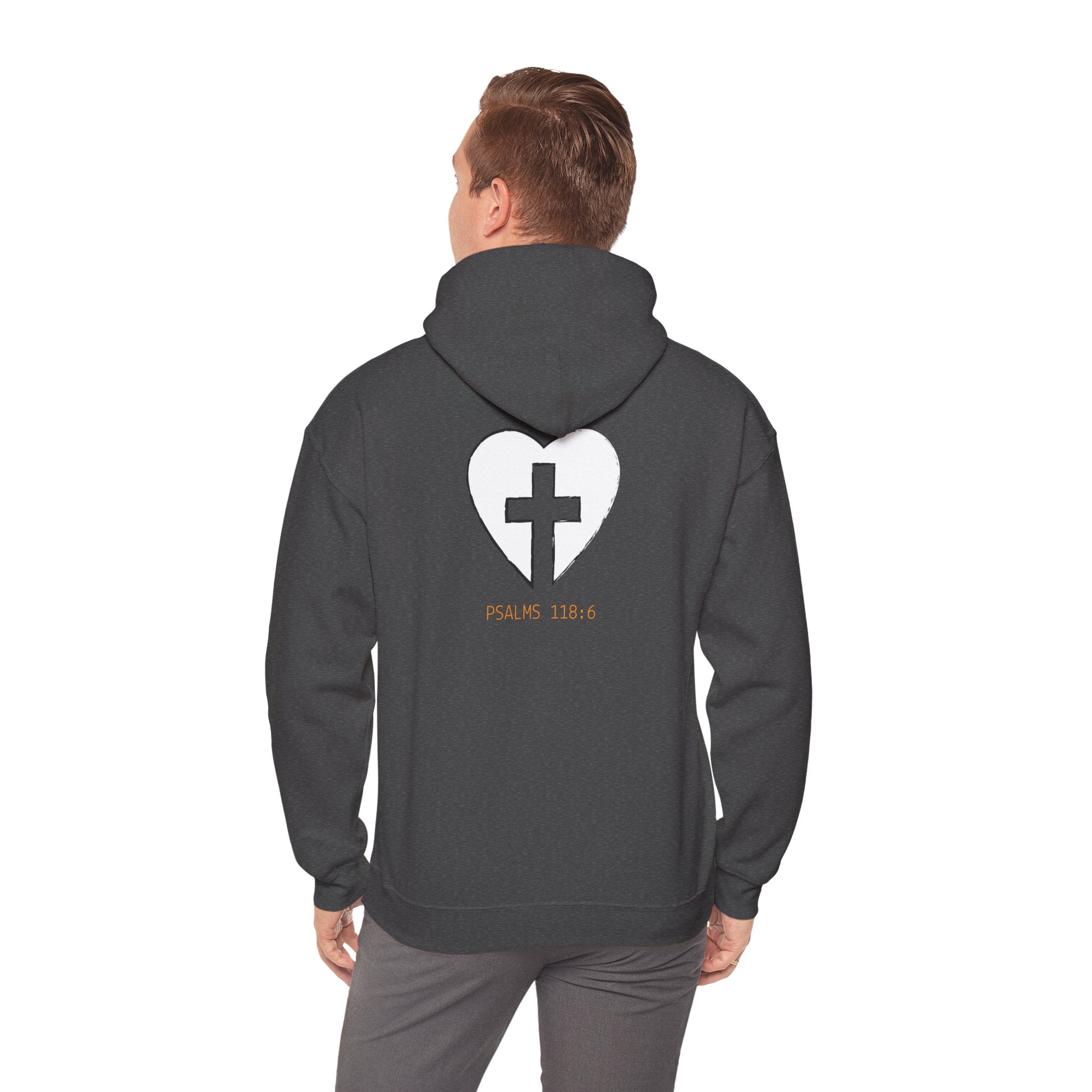 Faith Over Fear Hoodie — Christian Psalms 118:6 Cross Heart Sweatshirt