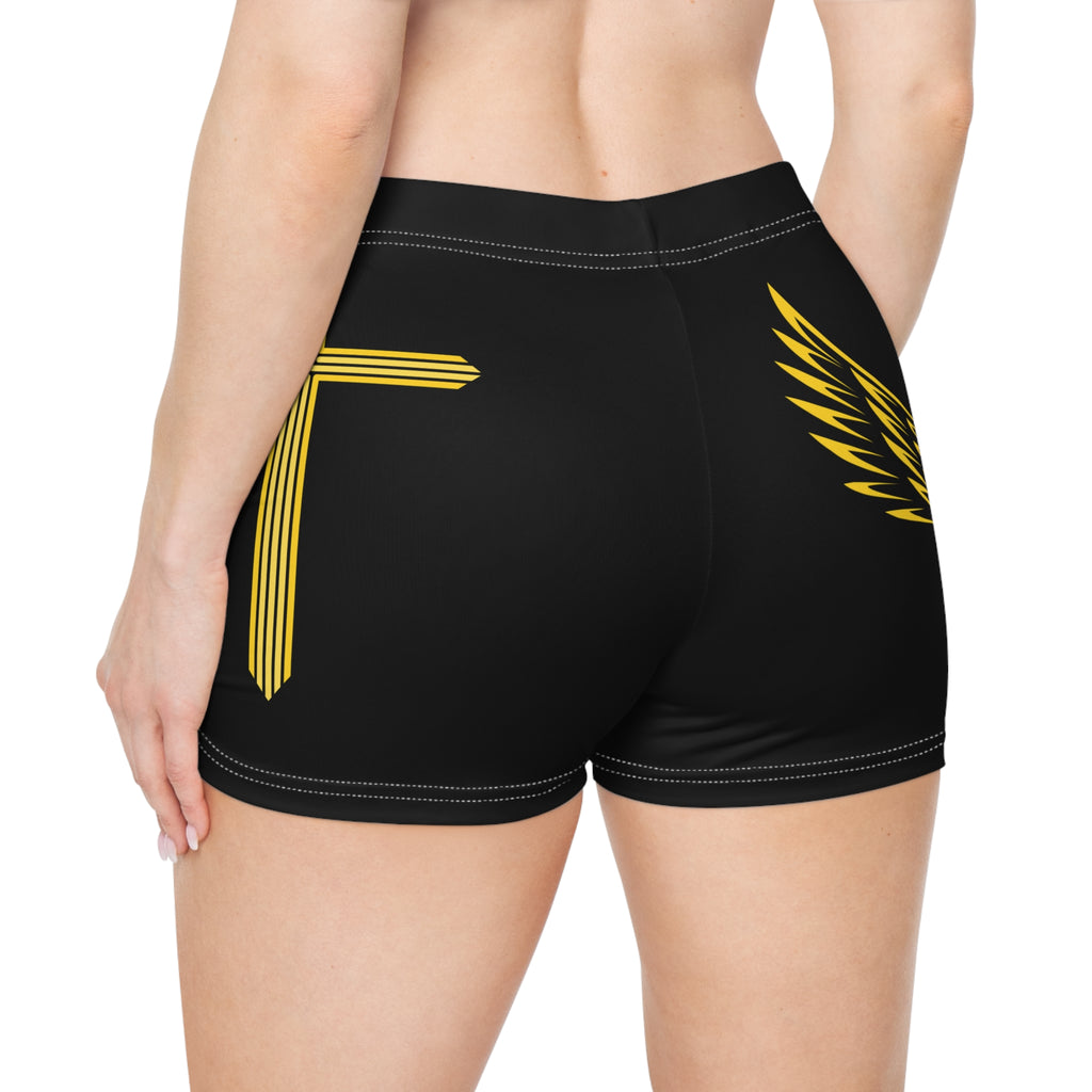 Women's Athletic Shorts — Gold Truth, Wing & Cross Graphic
