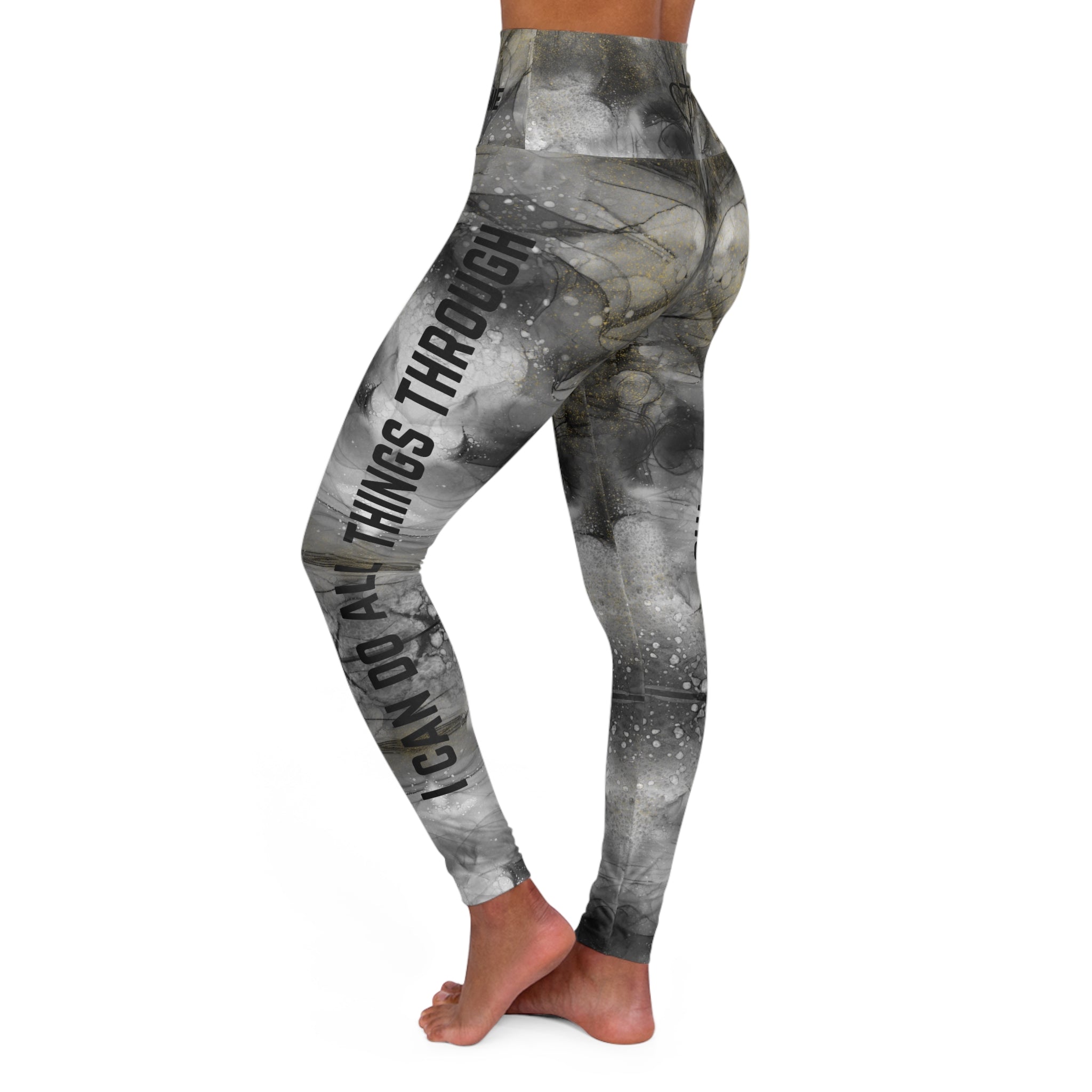 High-Waist Christian Leggings — Inspirational "I Can Do All Things Through Christ Philippians 4:13" All-Over Print
