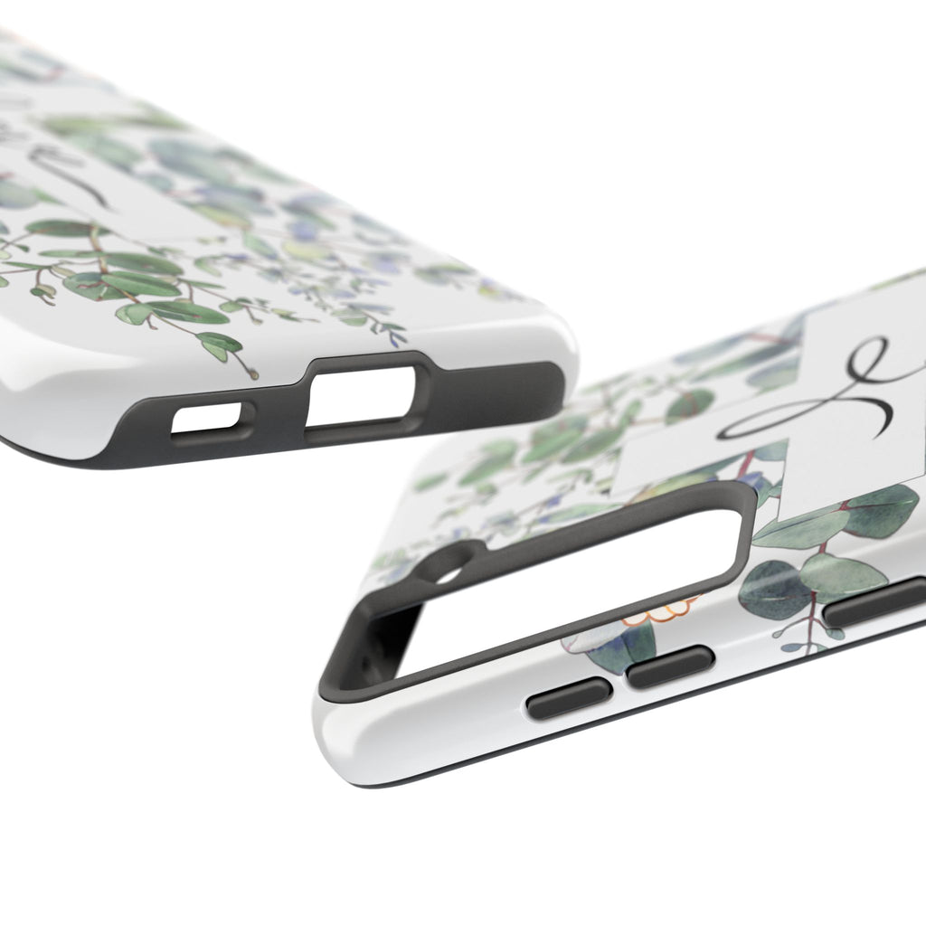 Religious Cross Tough Phone Case — Eucalyptus Floral "Love" Design