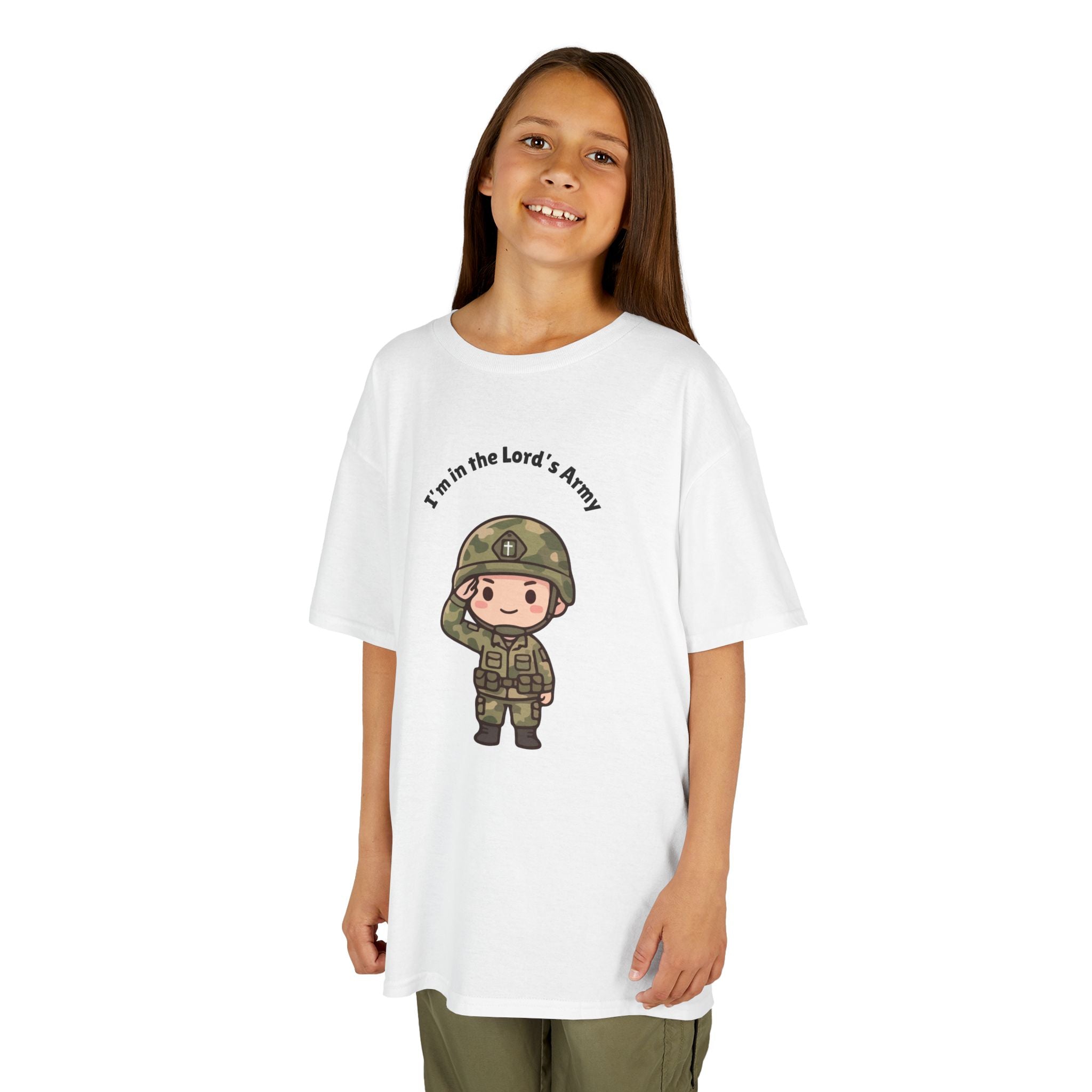Kids Military Tee — Cute Soldier Illustration with "I'm in the Lord's Army"