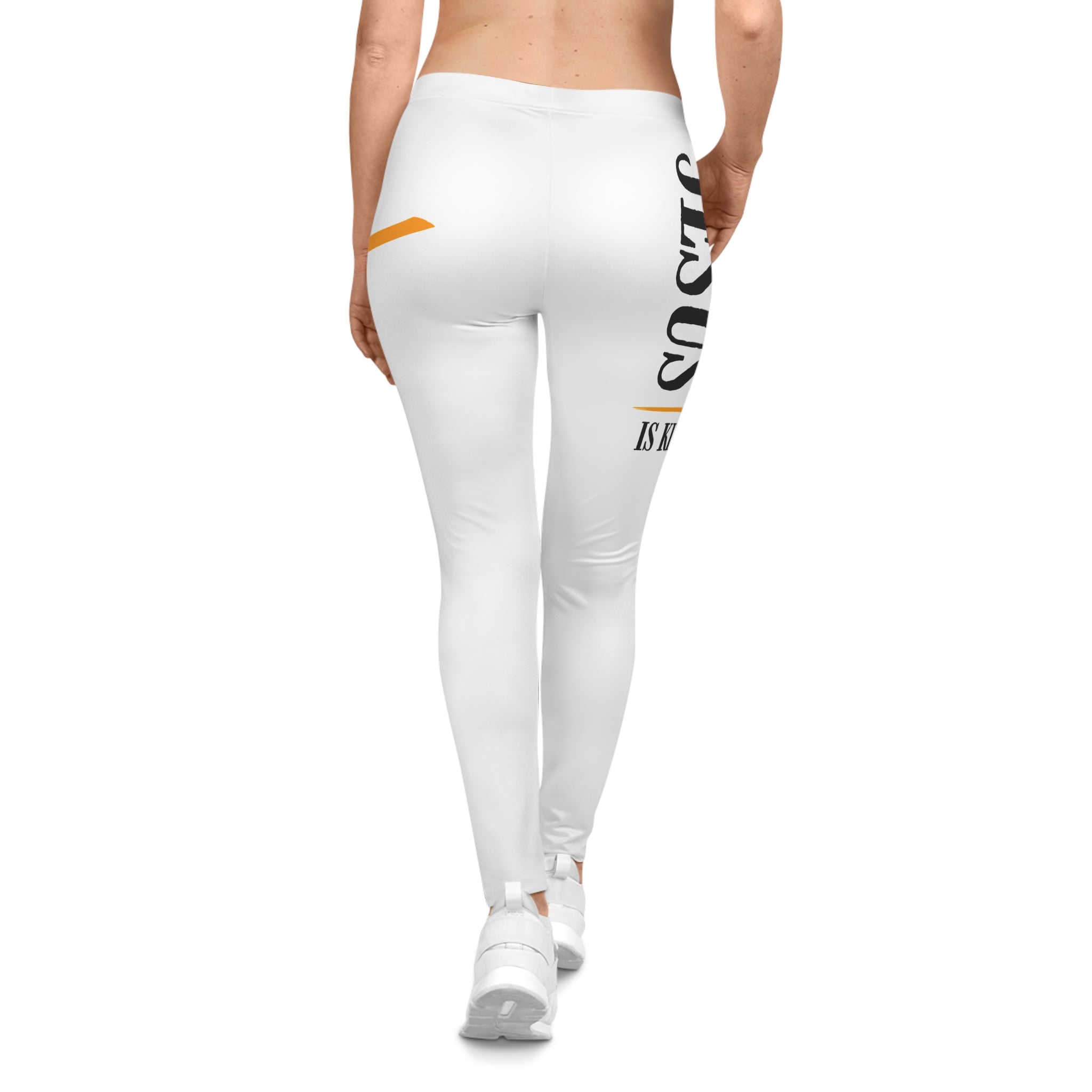 Faith Graphic Leggings — "Jesus Is King" Cross Design