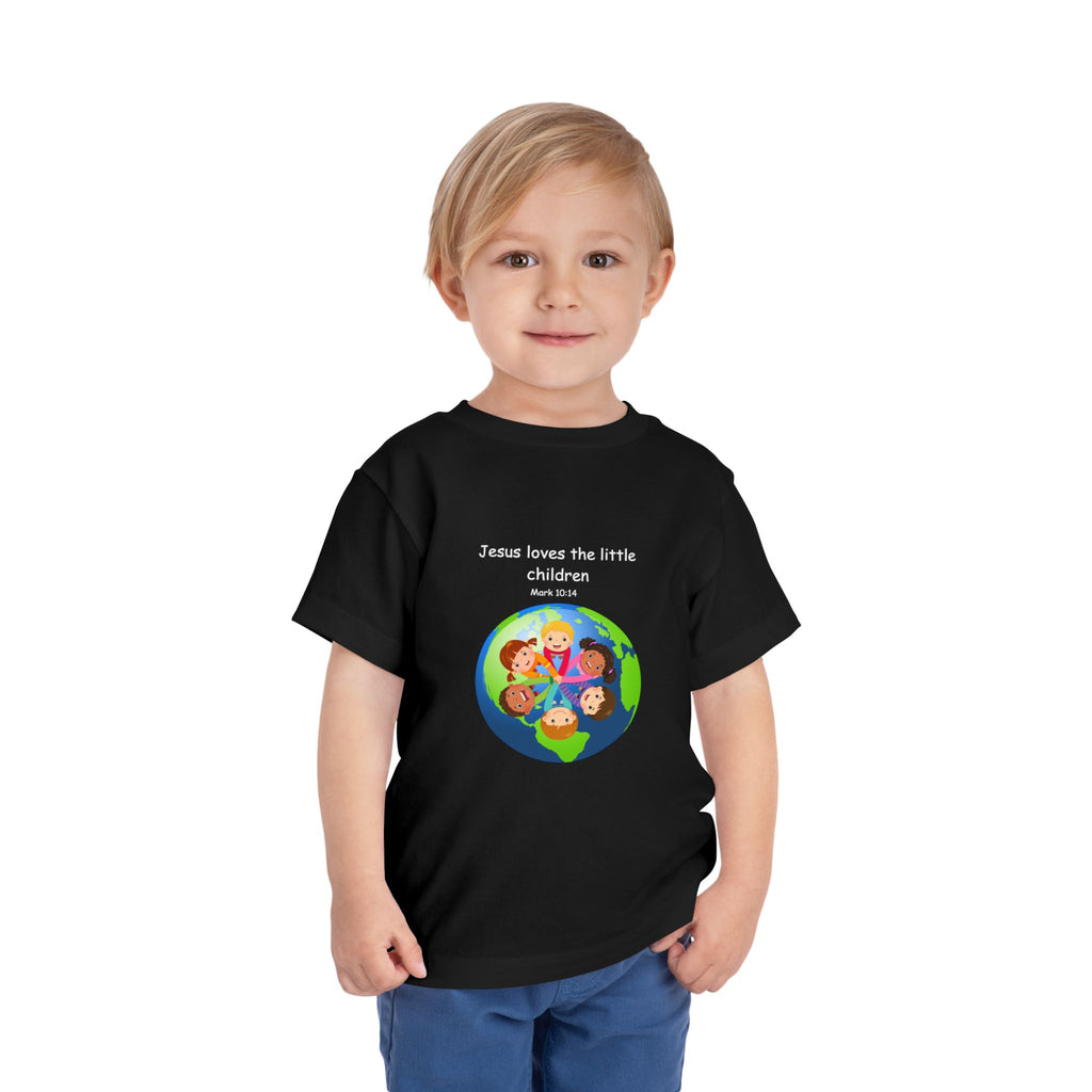 Kids' Christian Tee - "Jesus Loves the Little Children" Rainbow World Shirt