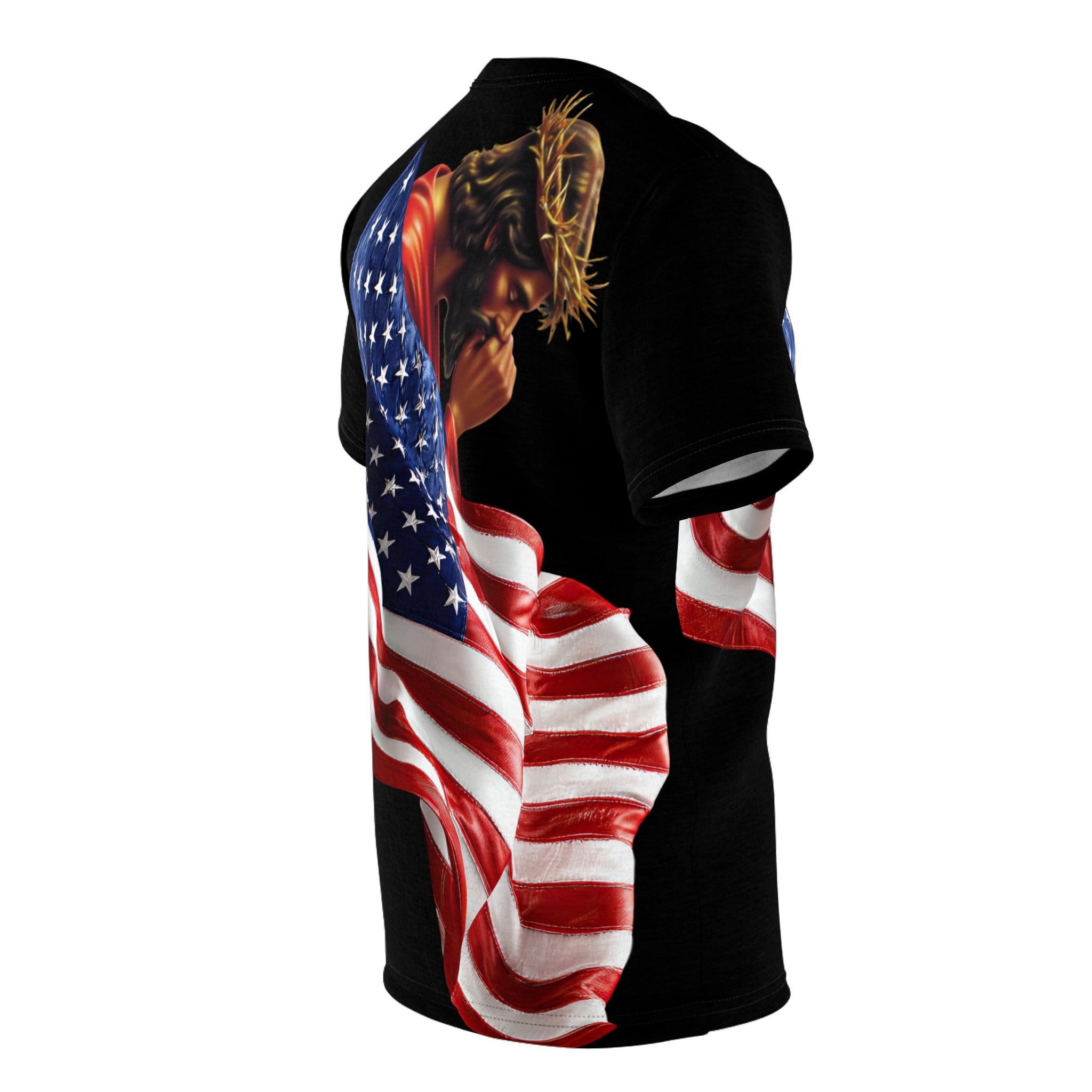 Patriotic Cross Tee — American Flag Christian T-Shirt