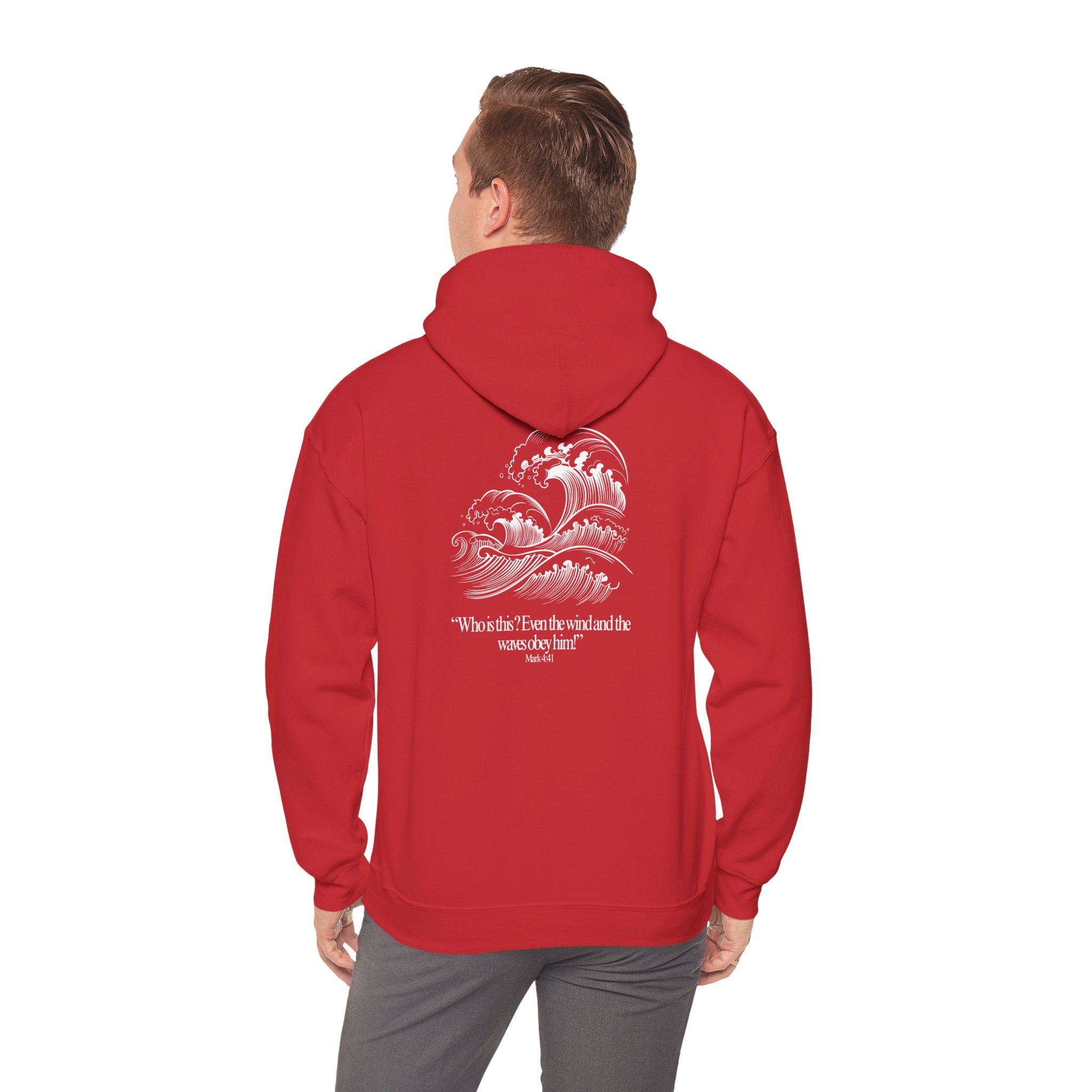 Jesus Christ Hoodie — Wave Graphic with Scripture Back (Faith-Based Christian Sweatshirt)