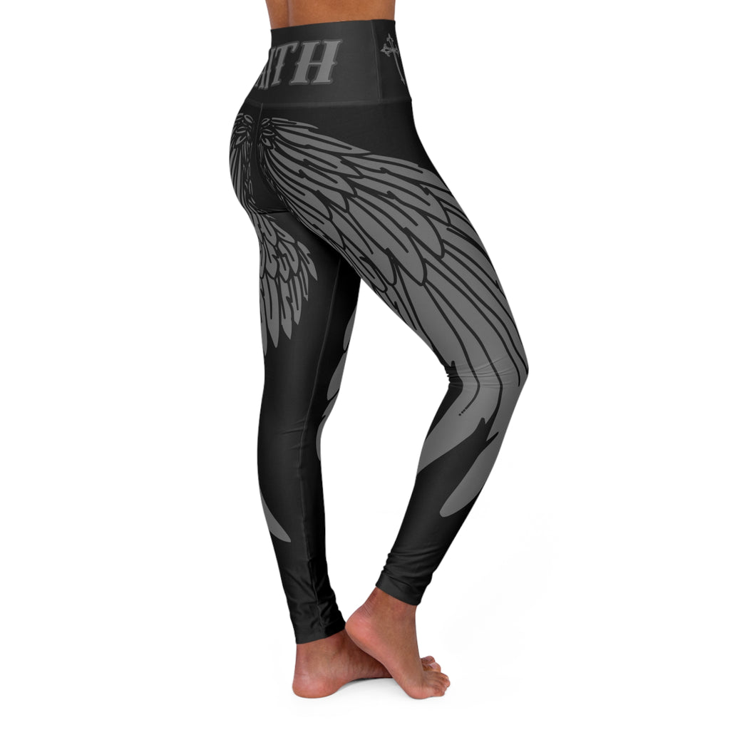 Faith Angel Wings High-Waist Yoga Leggings — Spiritual Black Activewear