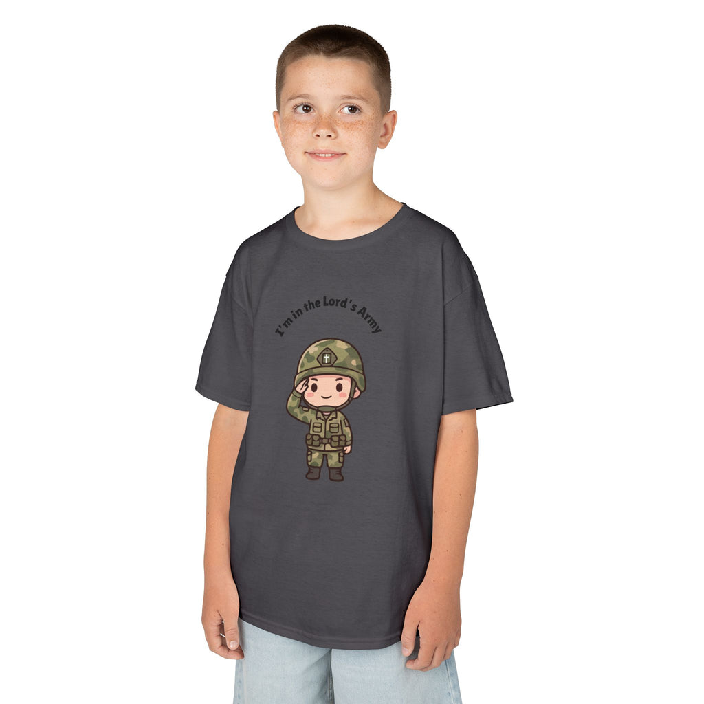 Kids Military Tee — Cute Soldier Illustration with "I'm in the Lord's Army"