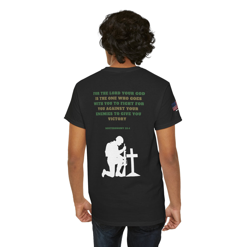 Faith & Service T‑Shirt — "In God We Trust" Military Faith Tee (Deuteronomy 20:4)
