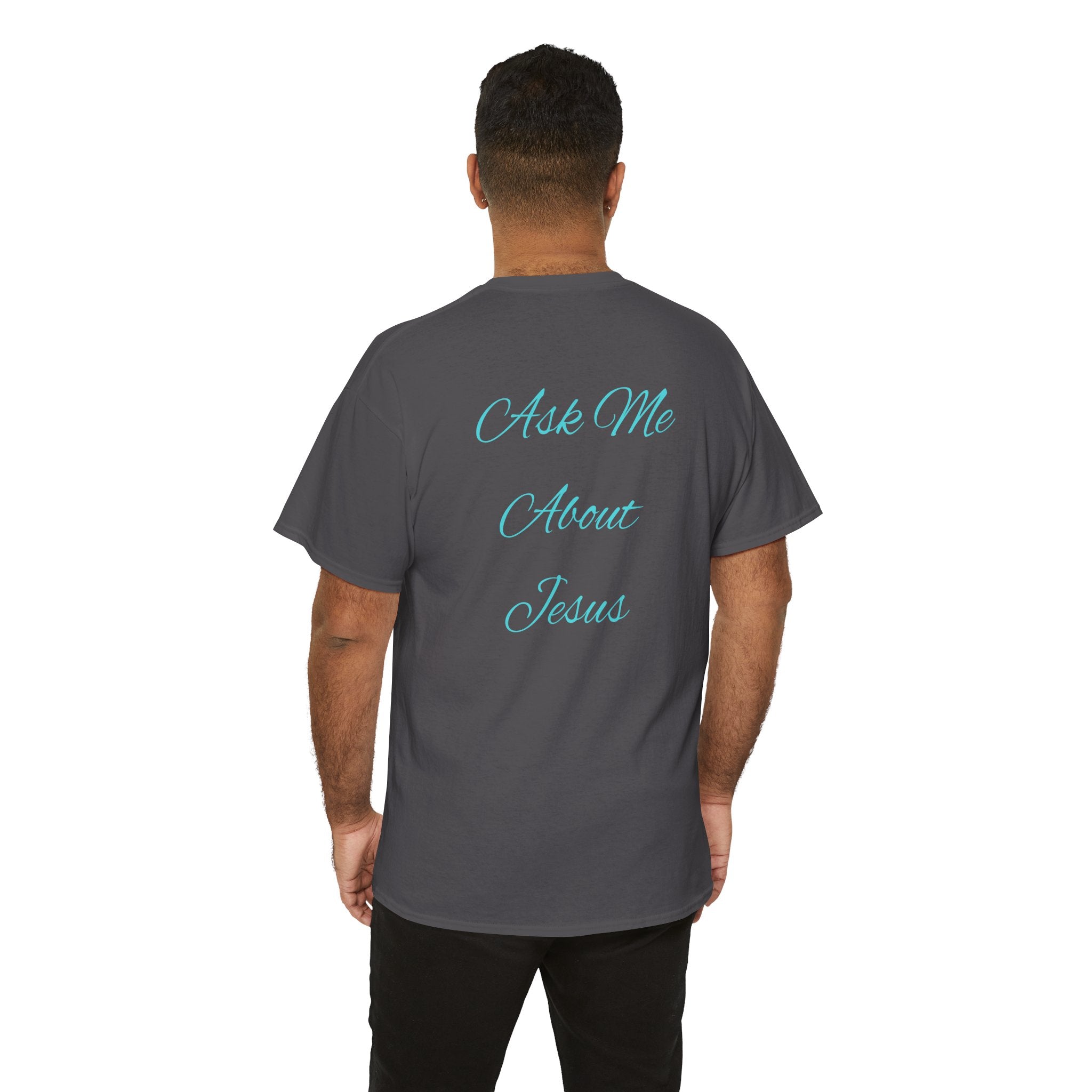 Christian Cross T-Shirt — “Ask Me About Jesus” Faith Tee