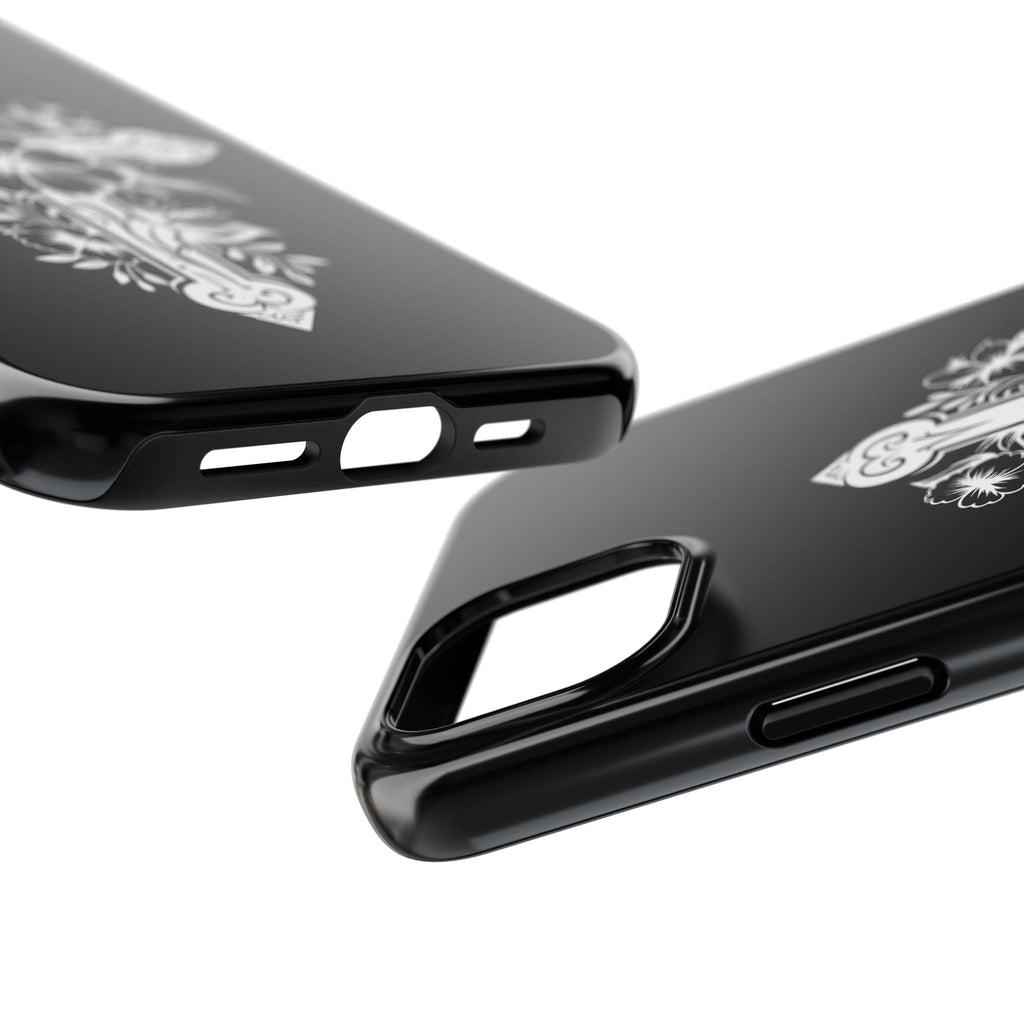 Floral Cross Tough Phone Case — Black Protective Christian Phone Cover