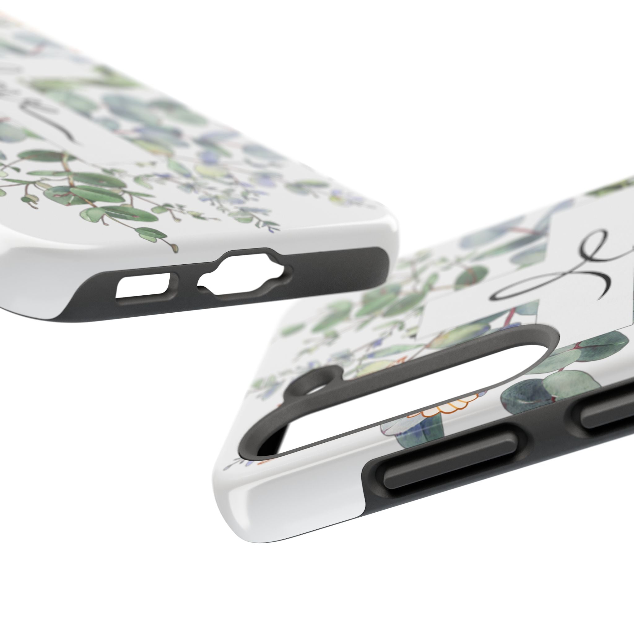 Religious Cross Tough Phone Case — Eucalyptus Floral "Love" Design