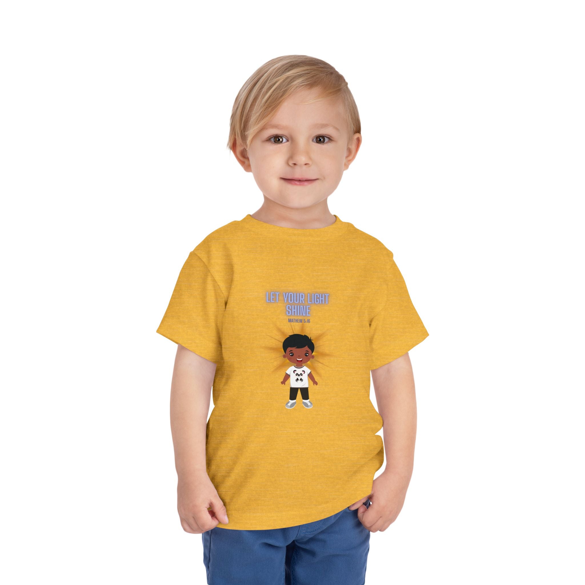 Toddler Tee — "Let Your Light Shine" Cartoon Kid Graphic
