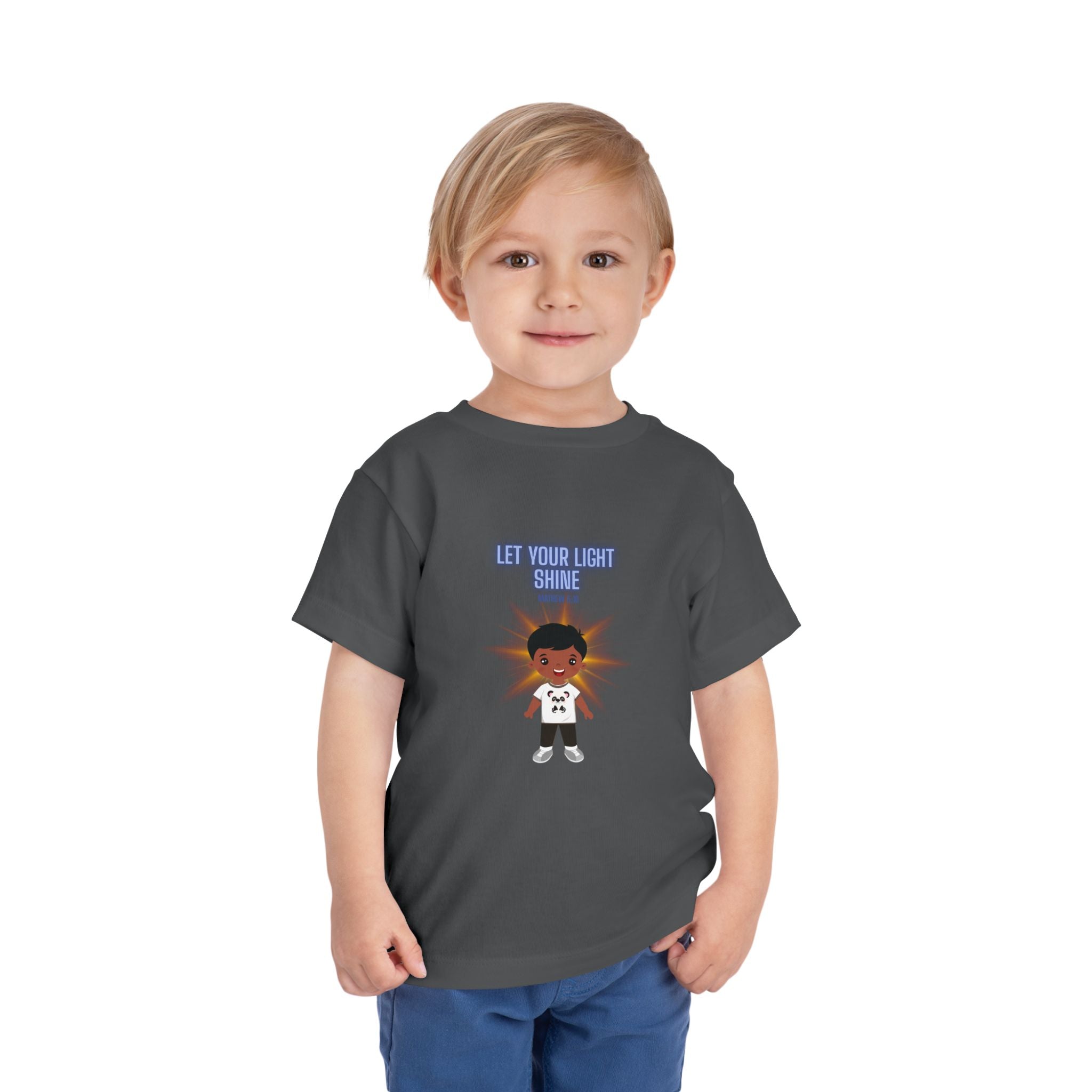 Toddler Tee — "Let Your Light Shine" Cartoon Kid Graphic