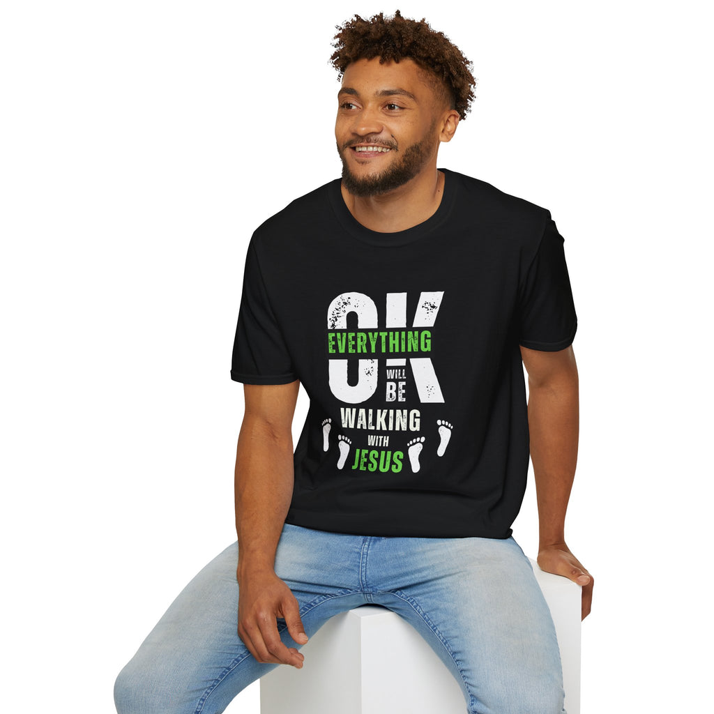 T-Shirt - " Everything Will Be OK Walking With Jesus" Christian Faith Tee