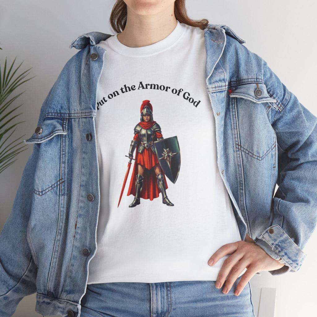 Christian Armor T-Shirt — "Put on the Armor of God" Women's Faith Tee