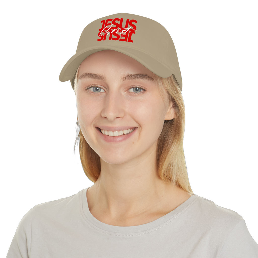 Jesus Christ Baseball Cap - Bold Red Faith Low Profile Hat