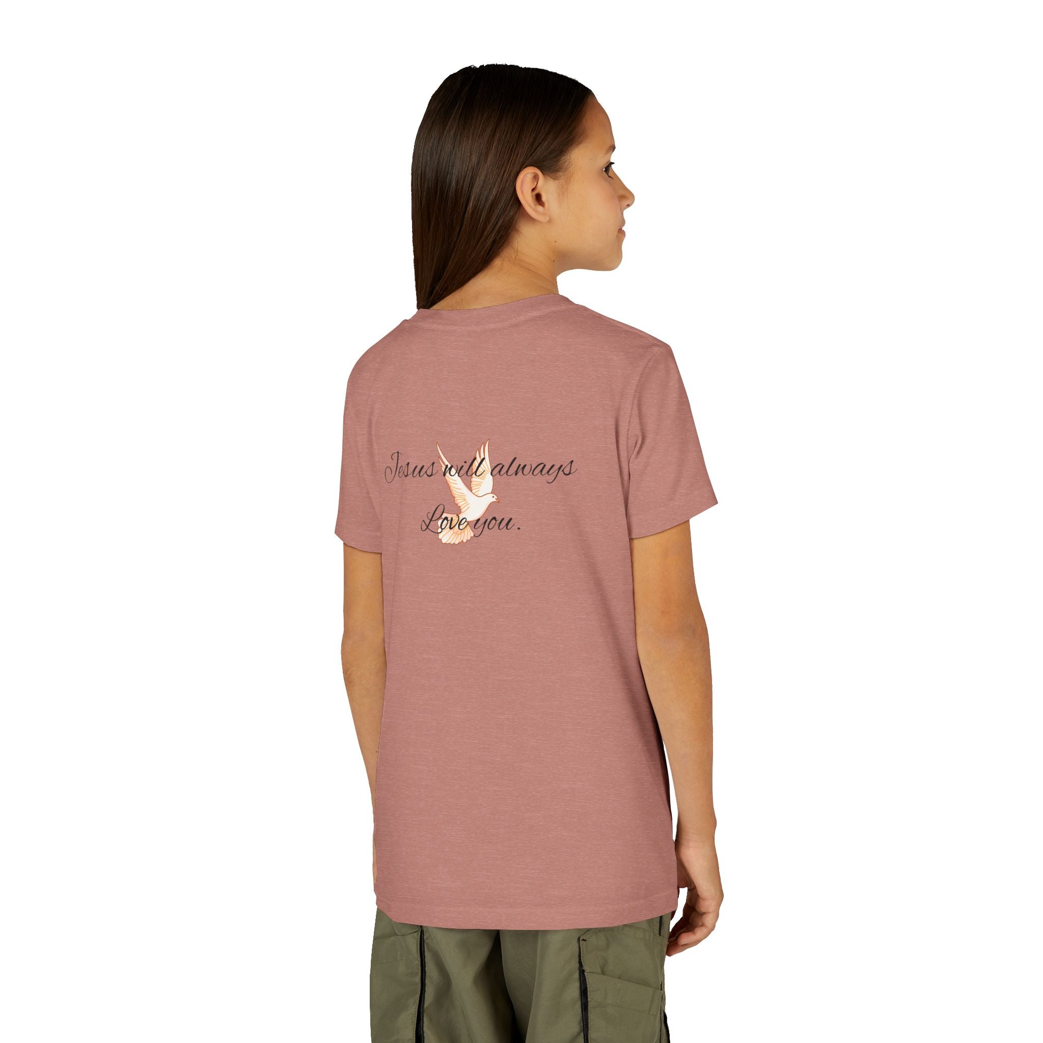 Youth Tee - Floral Cross "Jesus Will Always Love You" Christian Shirt