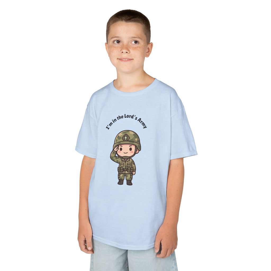 Kids Military Tee — Cute Soldier Illustration with "I'm in the Lord's Army"