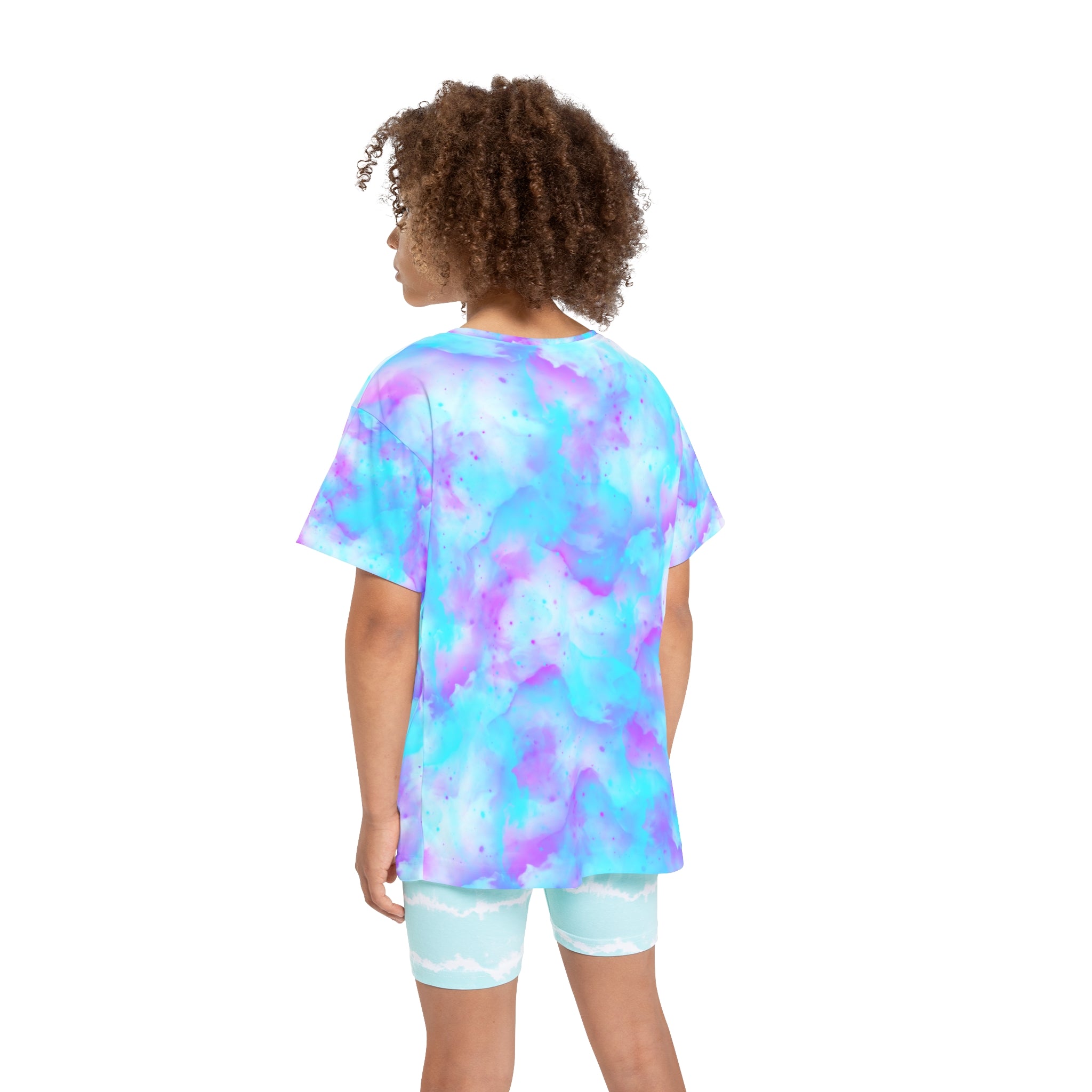 Kids Sky Graphic Tee — "Jesus King of the Universe" Pastel Christian Tee