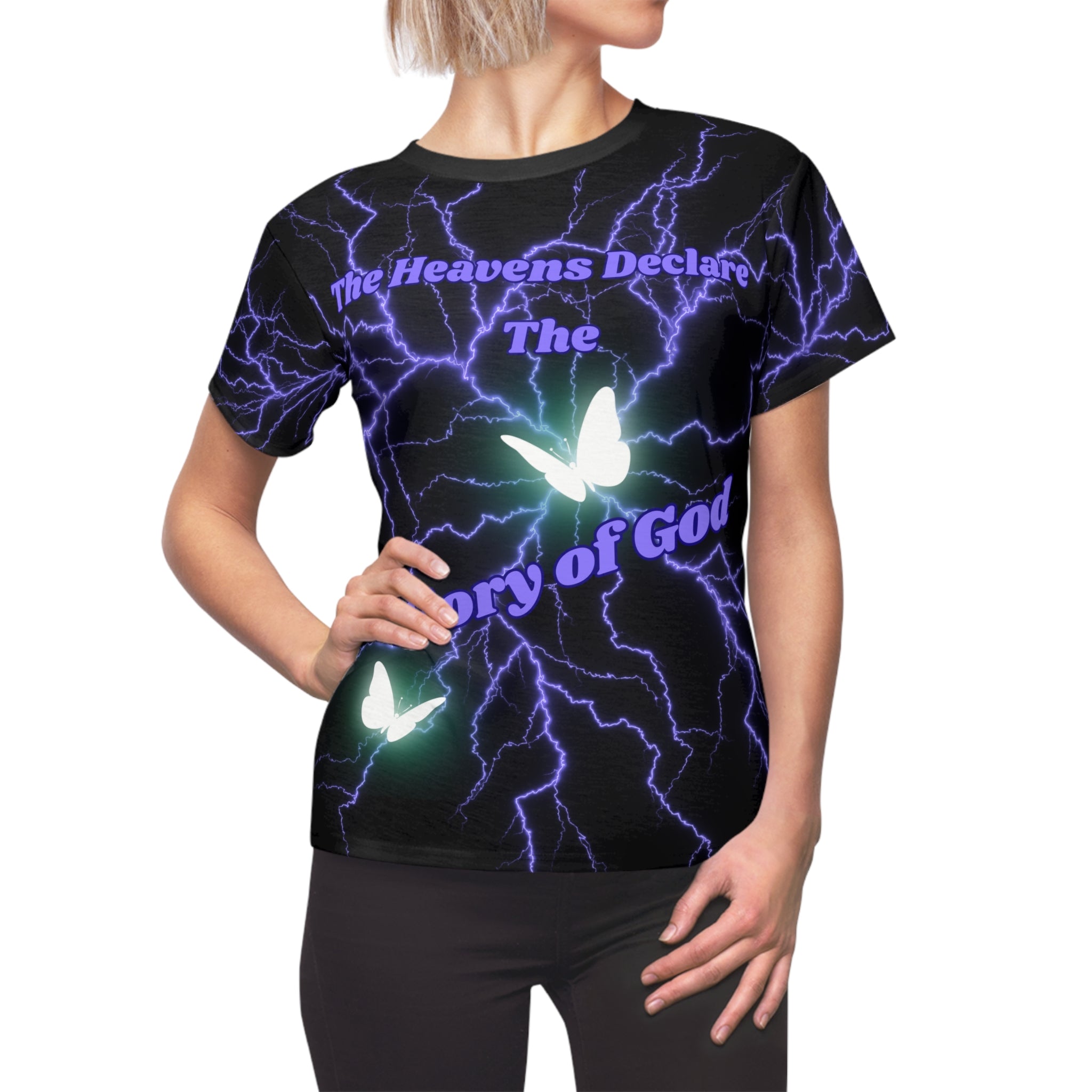 Women’s Lightning Butterfly Tee — "The Heavens Declare The Glory of God" All-Over Print